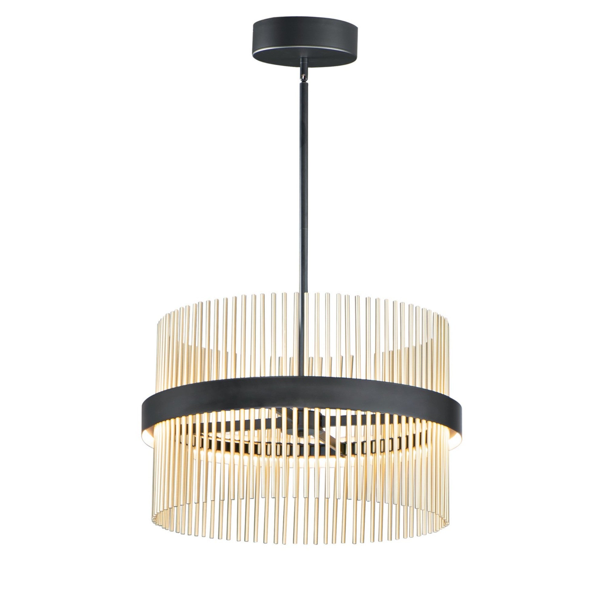 Chimes 5CCT 24" LED Pendant, Black & Satin Brass Finish - Bees Lighting