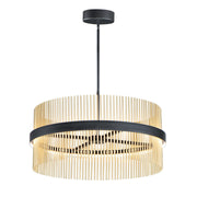 Chimes 5CCT 34" LED Pendant, Black & Satin Brass Finish - Bees Lighting