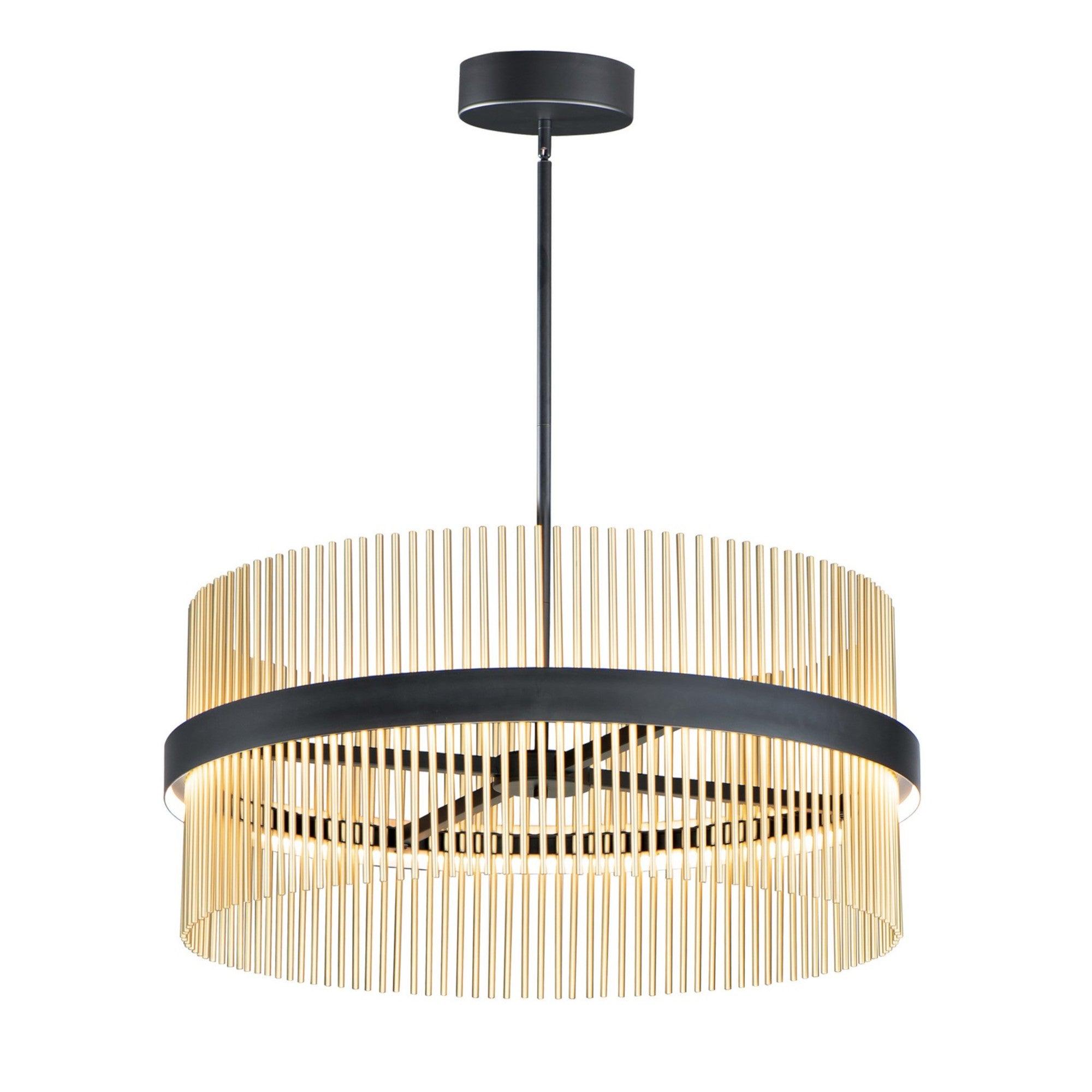 Chimes 5CCT 34" LED Pendant, Black & Satin Brass Finish - Bees Lighting