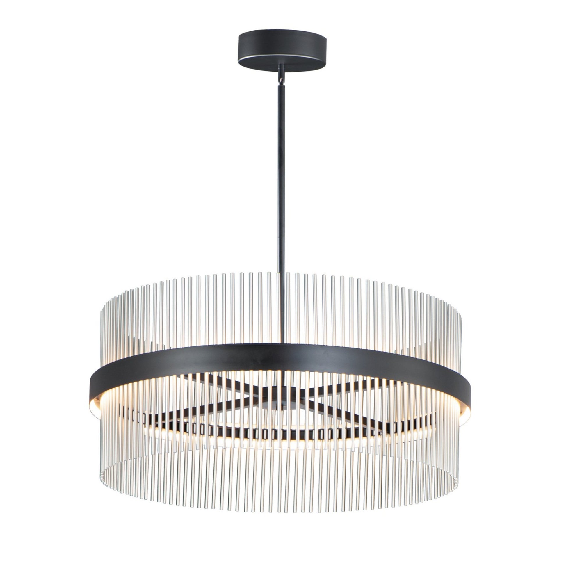 Chimes 5CCT 34" LED Pendant, Black & Satin Nickel Finish - Bees Lighting