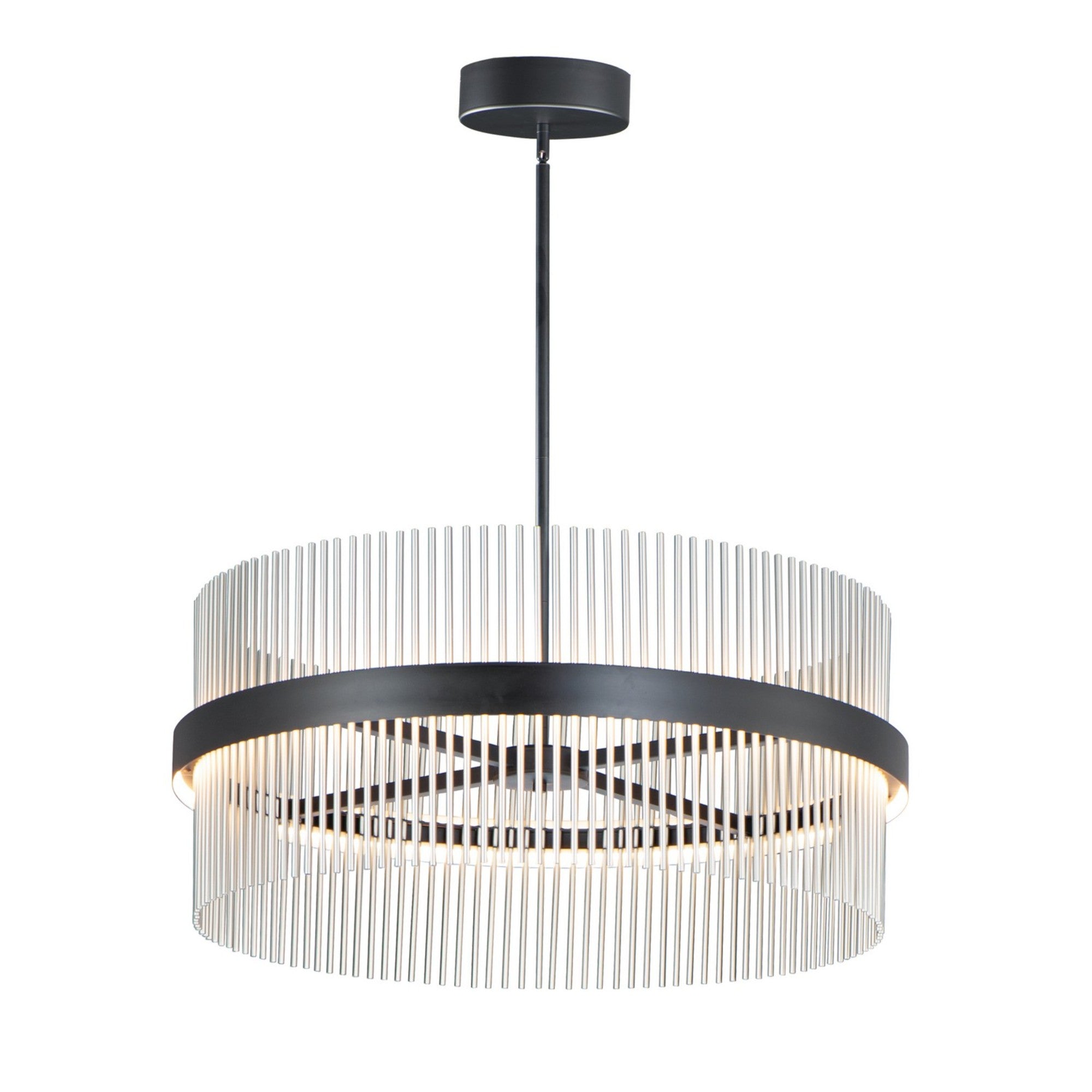 Chimes 5CCT 34" LED Pendant, Black & Satin Nickel Finish - Bees Lighting