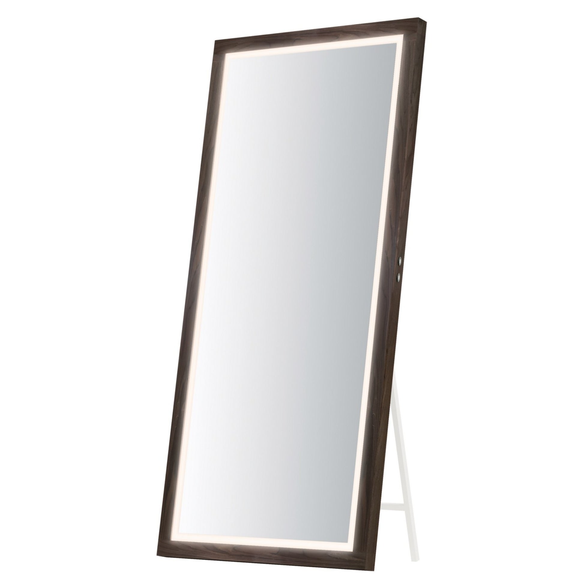 Sawyer 68" x 32" Walnut Framed LED Mirror with Kick Stand - Bees Lighting