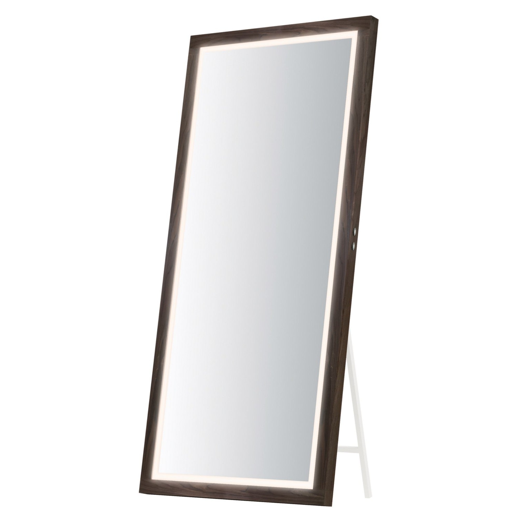 Sawyer 68" x 32" Walnut Framed LED Mirror with Kick Stand - Bees Lighting