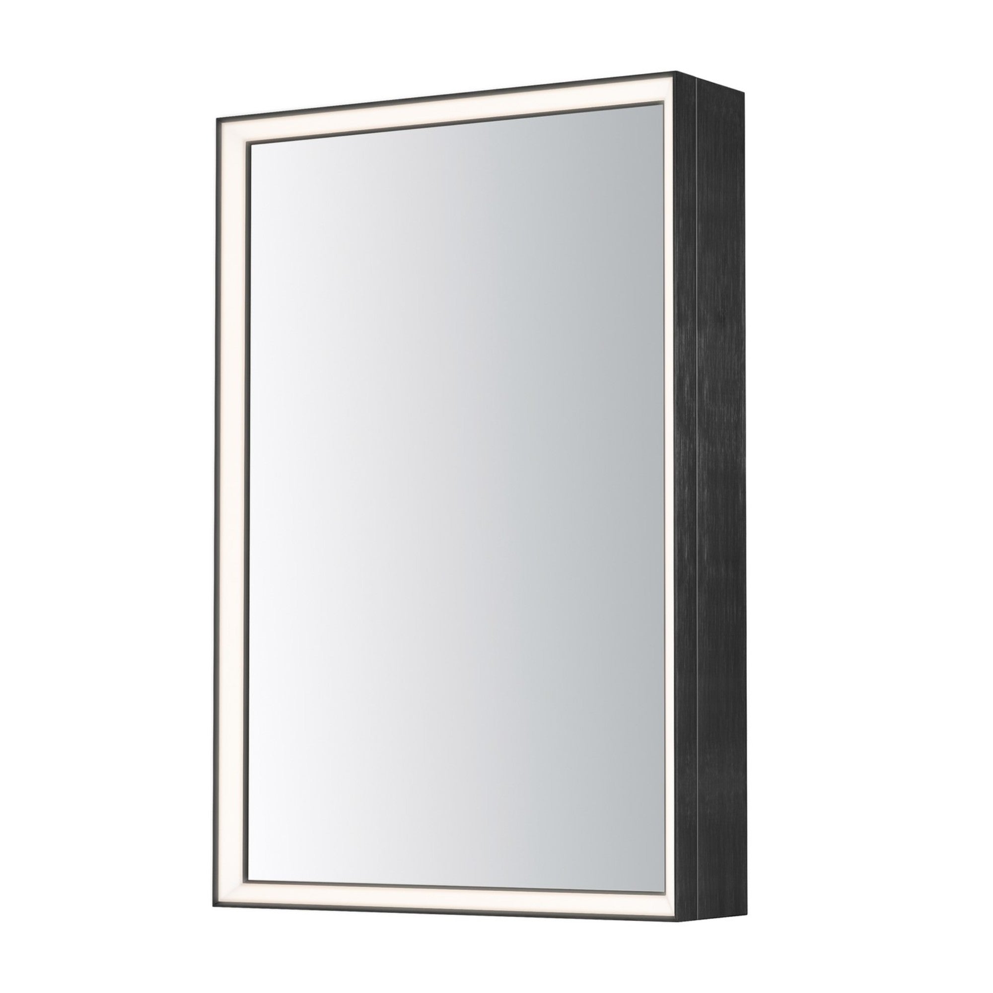 Bevel 24" x 36" Medicine Cabinet LED Mirror, Brushed Black Finish - Bees Lighting