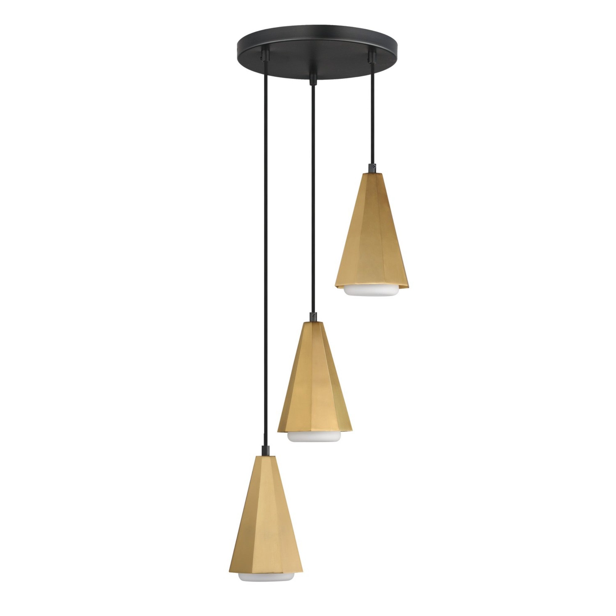 Rizzo 17" 3-Light Pendant, Black & Antique Brass Finish