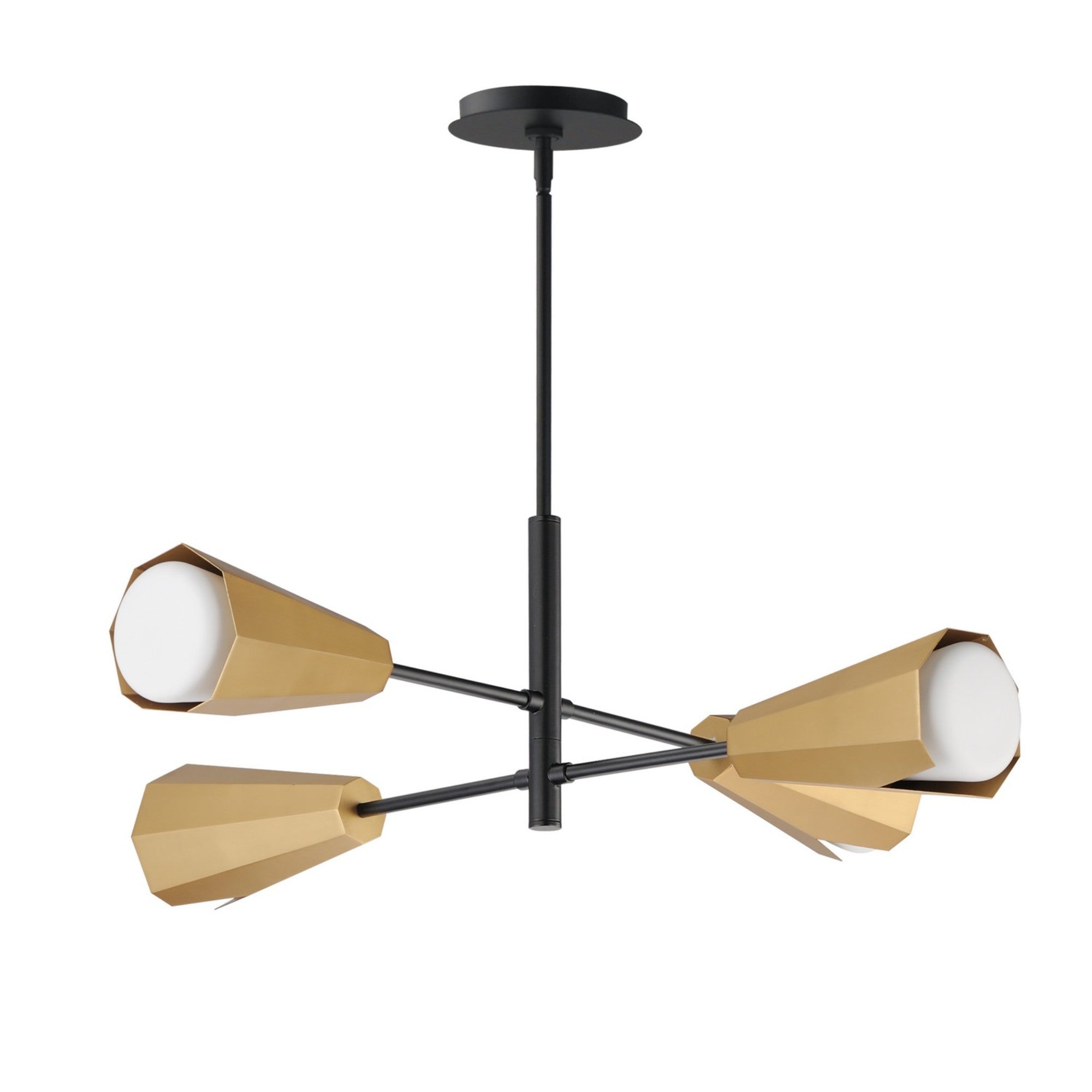 Rizzo 33" 4-Light Chandelier, Black & Antique Brass Finish