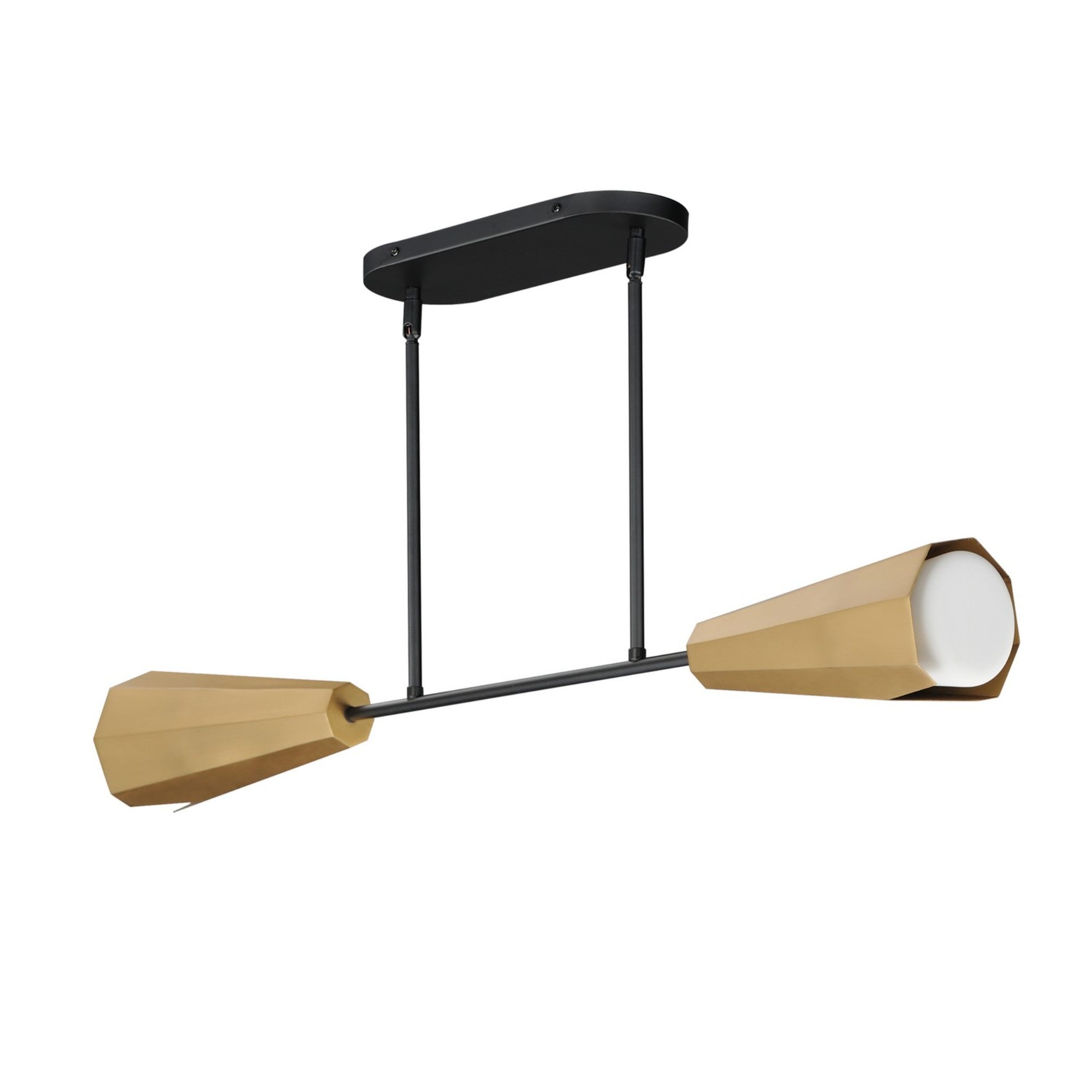 Rizzo 37" 2-Light Linear Pendant, Black & Antique Brass Finish