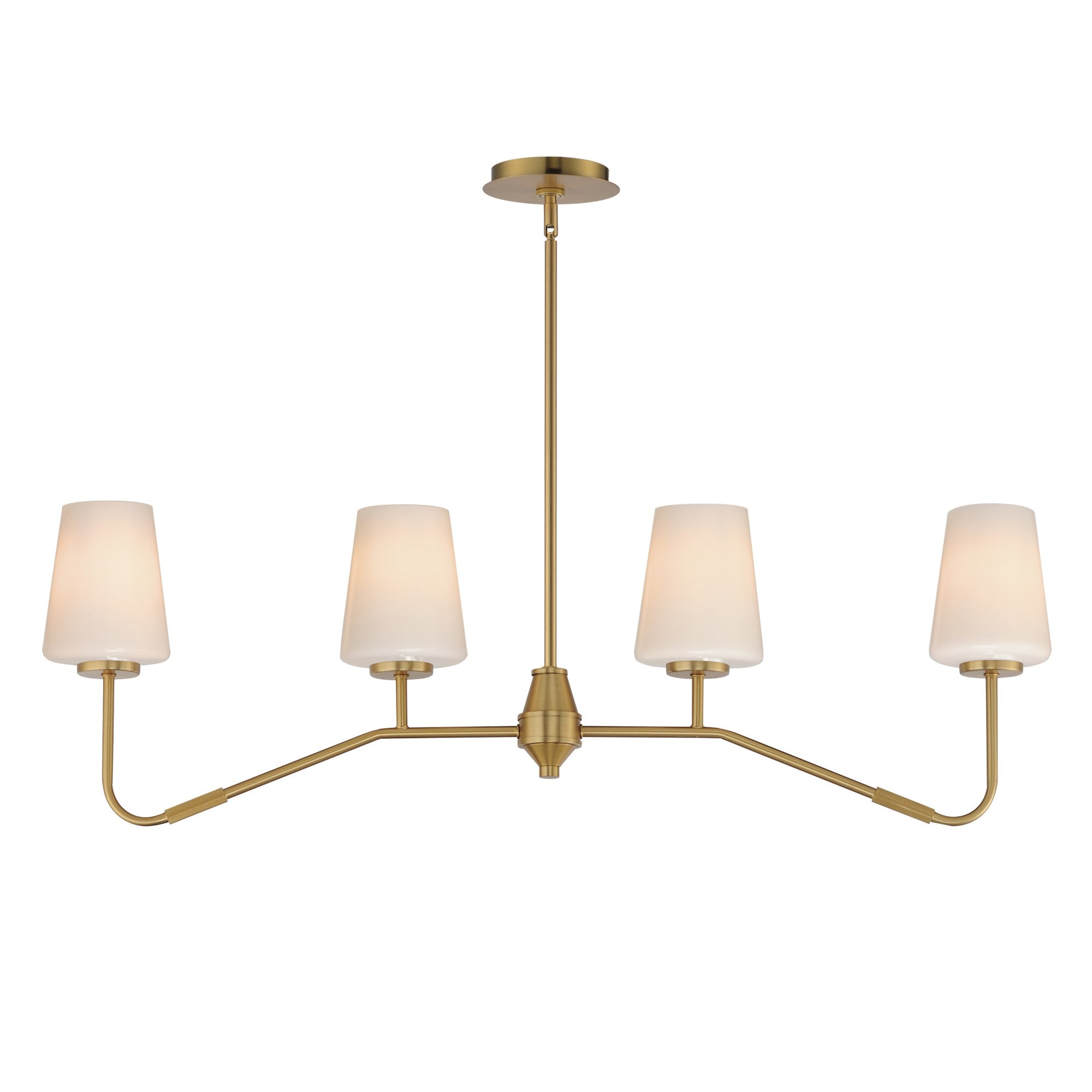 Durham 39" 4-Light Linear Chandelier, Natural Aged Brass Finish