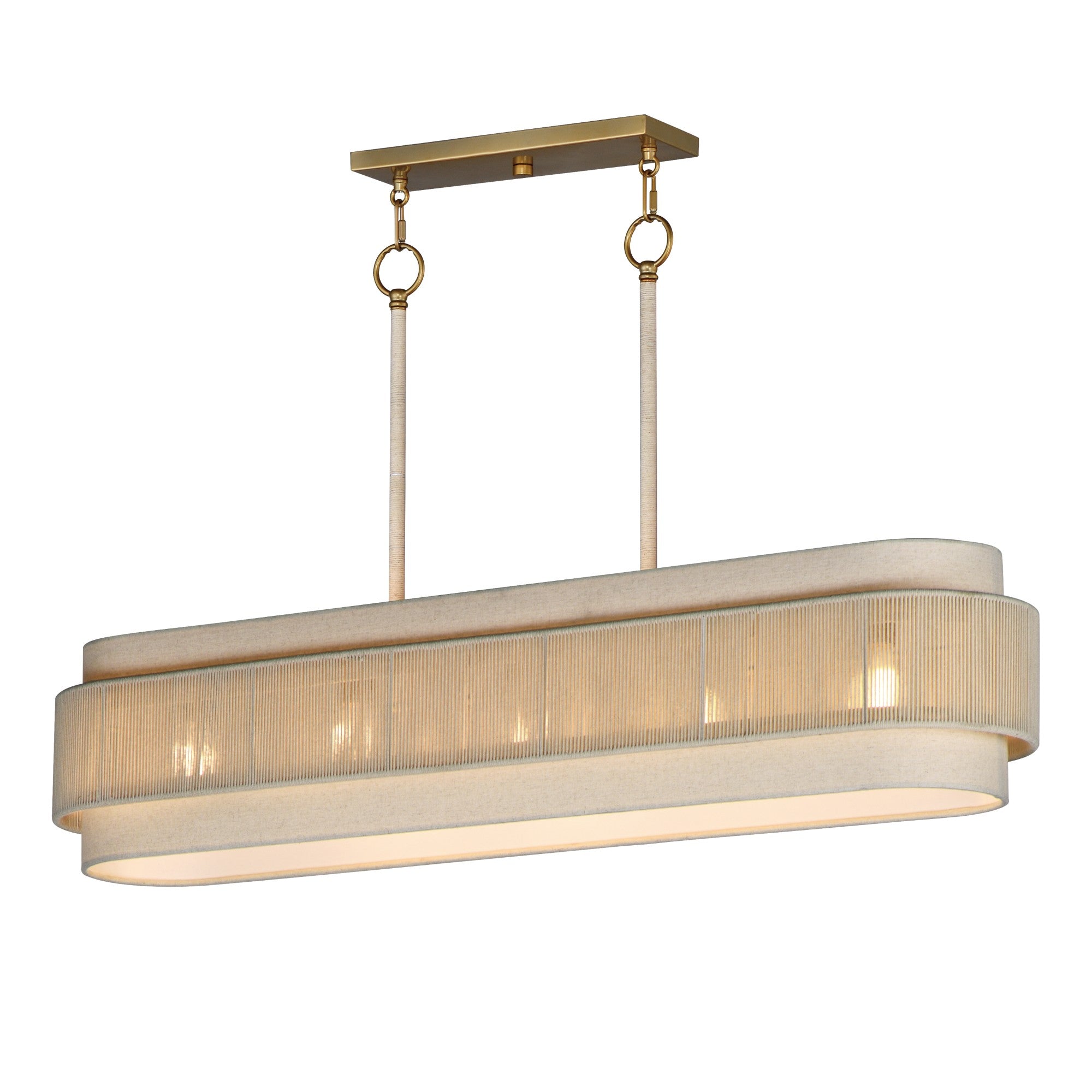 Seacliff 42" 5-Light Linear Chandelier, Natural Aged Brass Finish - Bees Lighting