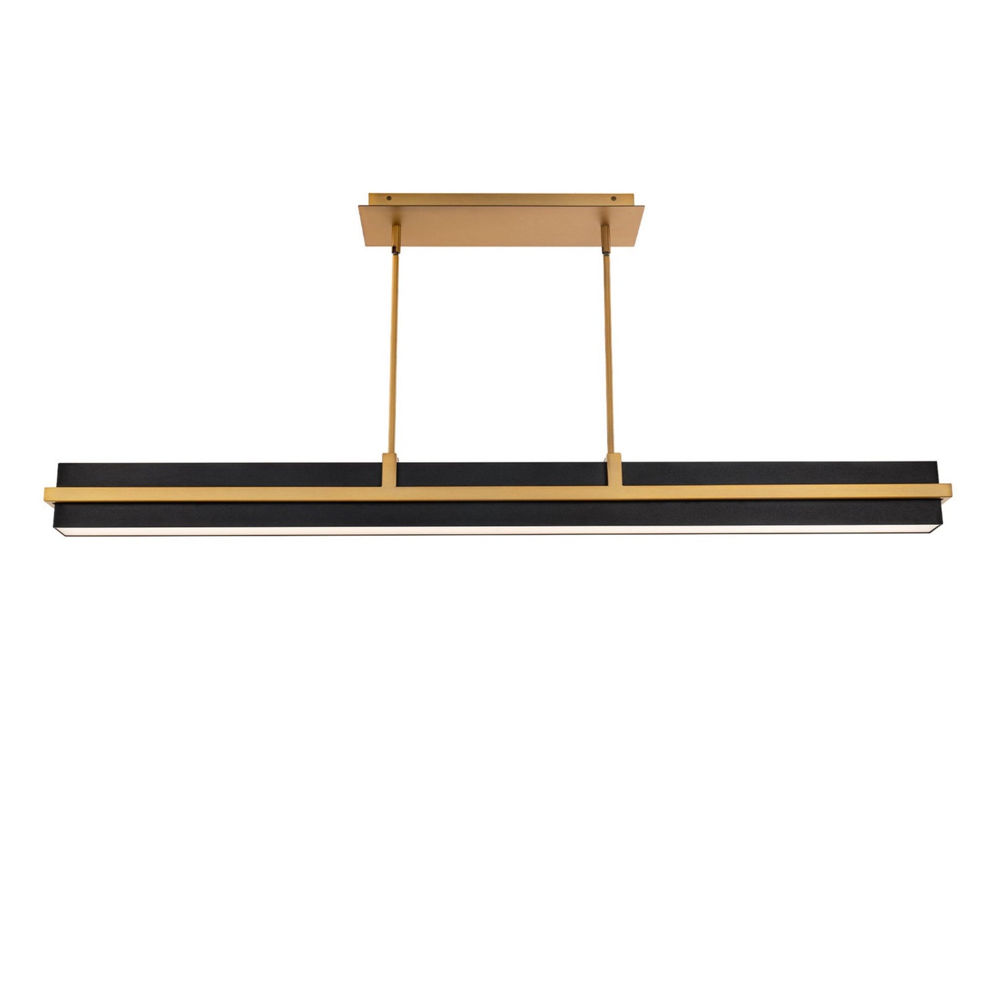 Desmond 48" Linear LED Pendant, 4CCT, Black/Aged Brass Finish - Bees Lighting