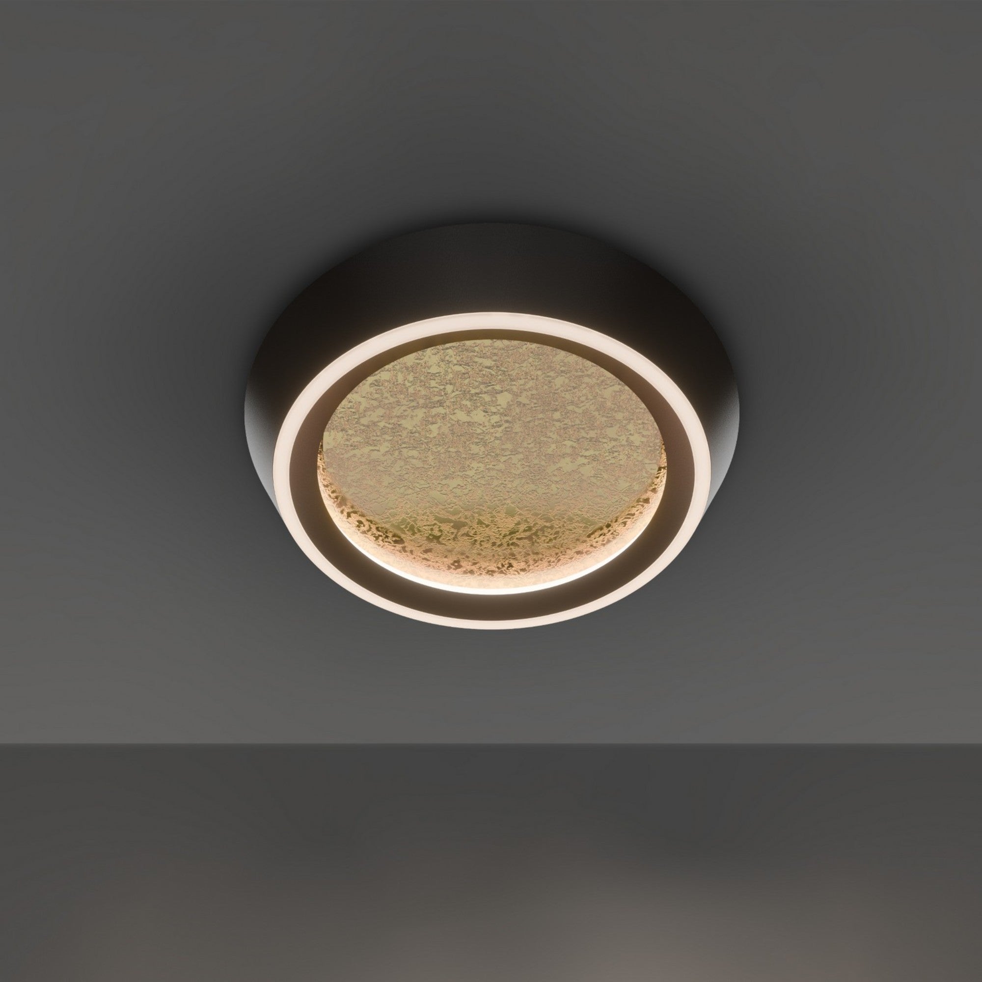 Tinzel 18" LED Flush Mount, 3500K, Black & Gold Finish - Bees Lighting
