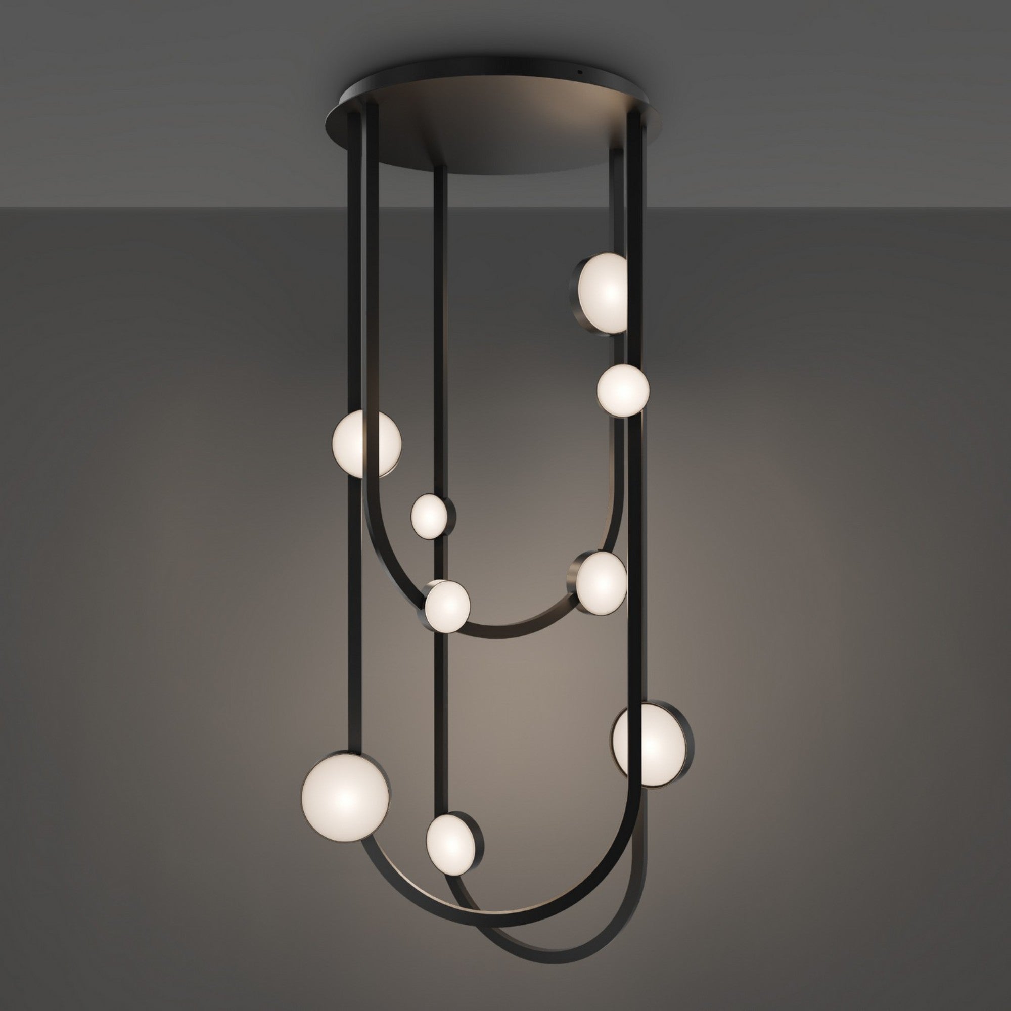 Tableau 51" LED Flush Mount, 3500K, Black Finish - Bees Lighting