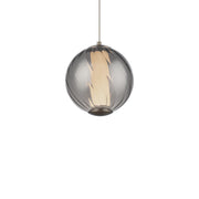 Swirly 7" LED Mini Pendant, 3000K, Smoke Glass, Brushed Nickel Finish - Bees Lighting