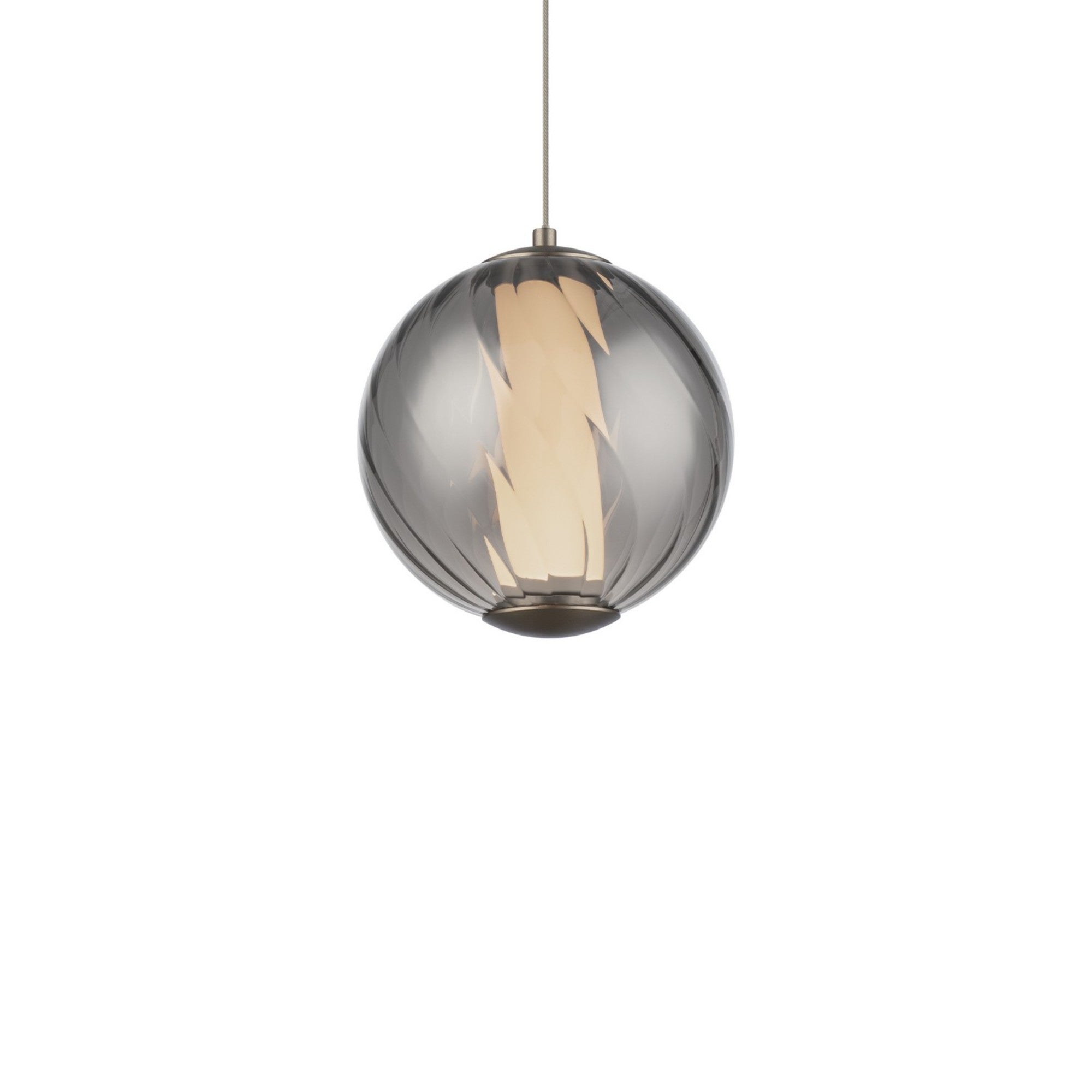 Swirly 7" LED Mini Pendant, 3500K, Smoke Glass, Brushed Nickel Finish - Bees Lighting