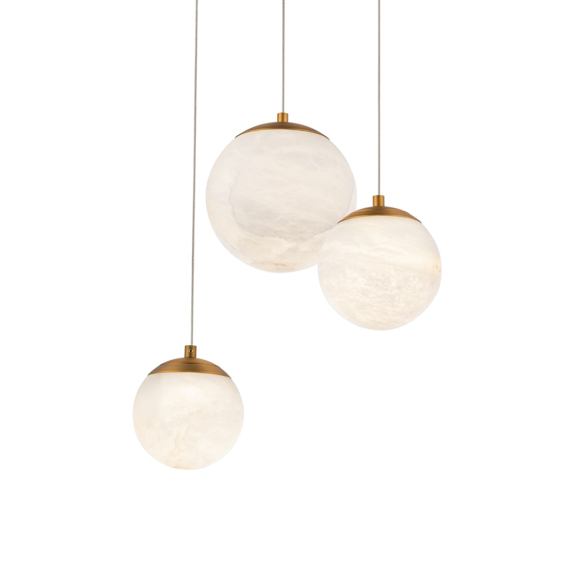 Pisces 12" 3-Light LED Pendant, Aged Brass Finish - Bees Lighting