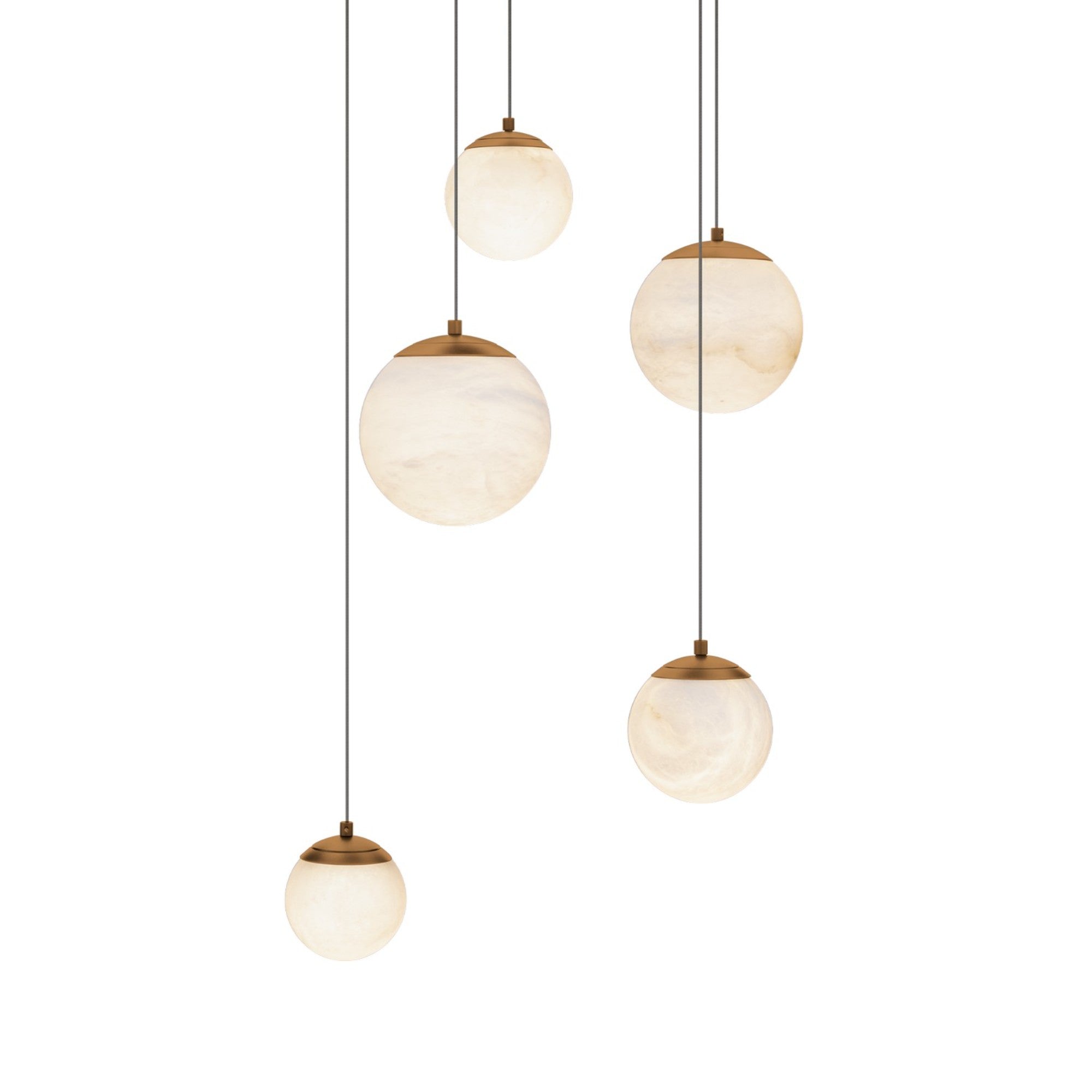 Pisces 17" 5-Light LED Pendant, Aged Brass Finish - Bees Lighting