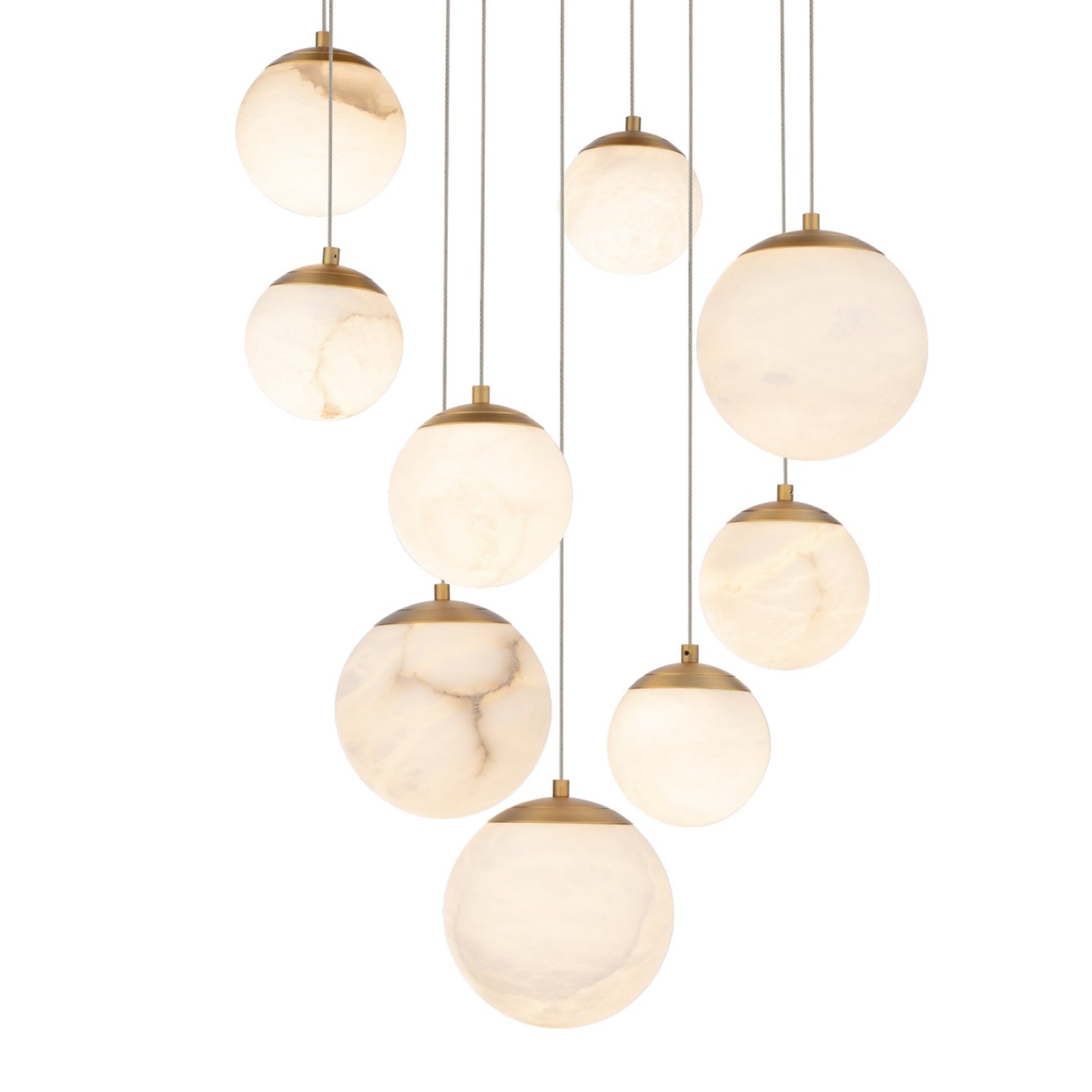 Pisces 17" 9-Light LED Pendant, Aged Brass Finish - Bees Lighting