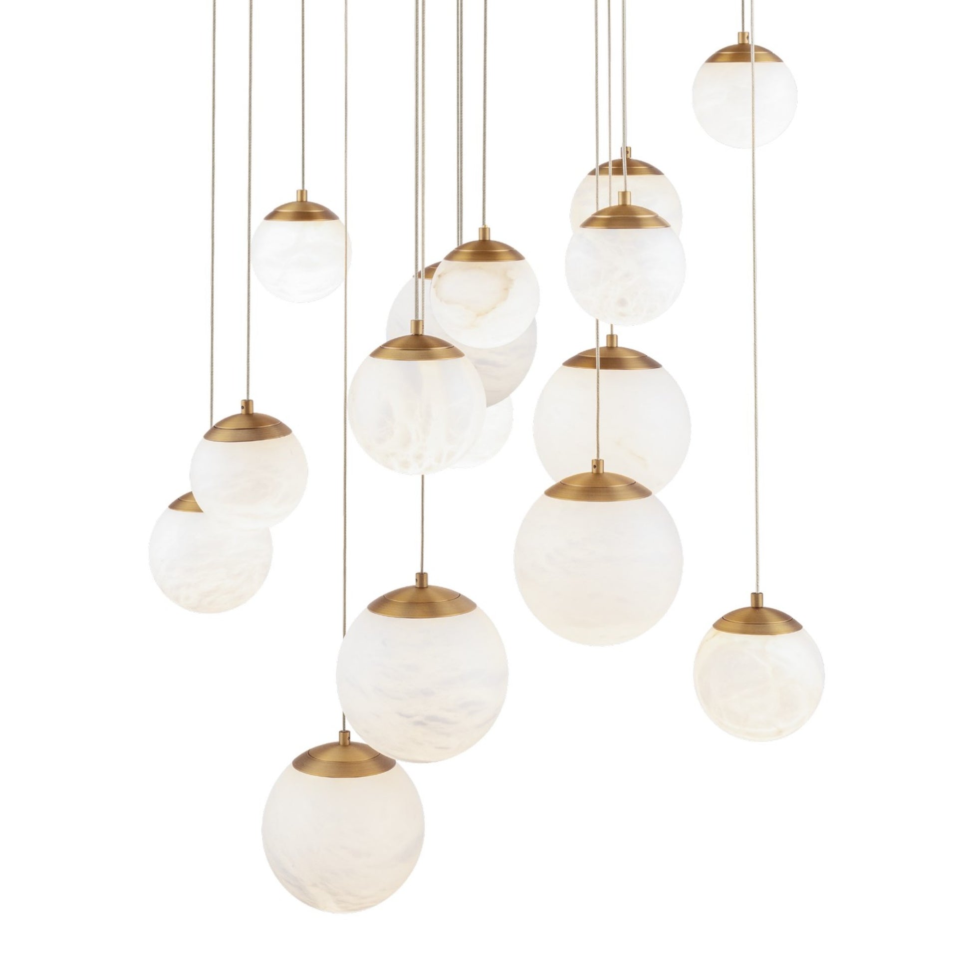 Pisces 23" 15-Light LED Pendant, Aged Brass Finish - Bees Lighting