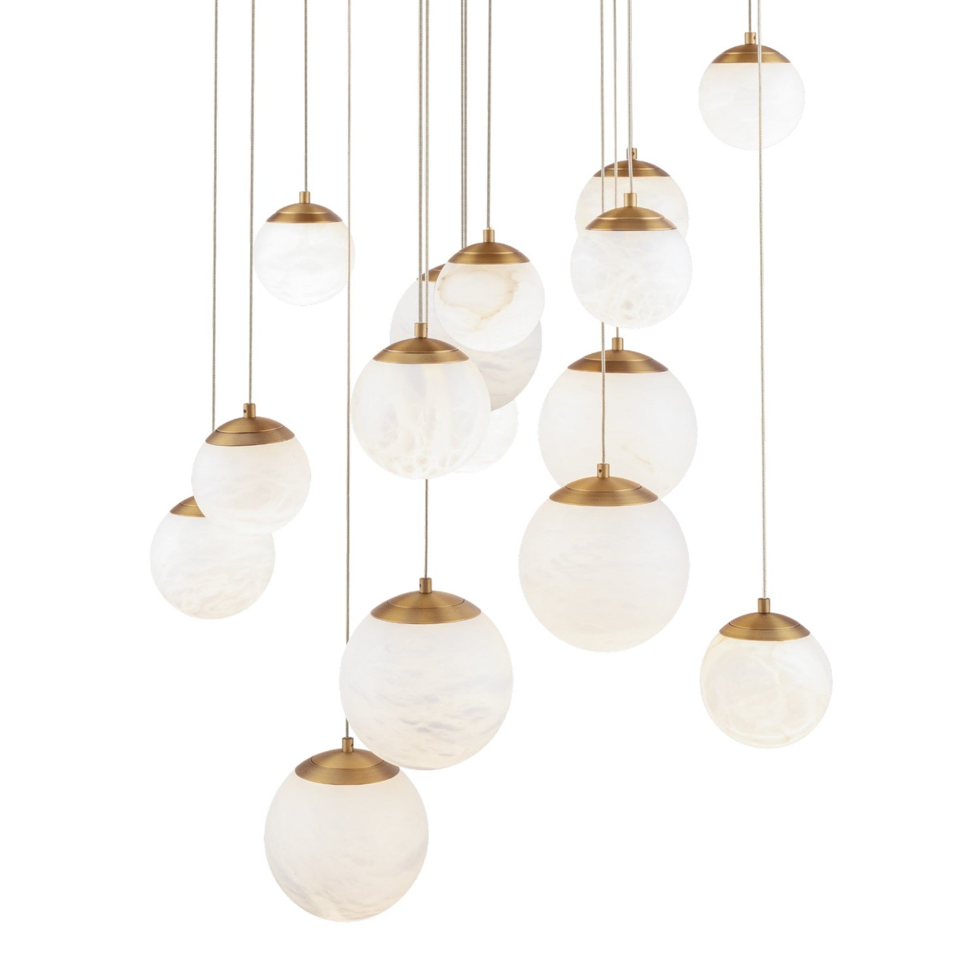 Pisces 23" 15-Light LED Pendant, Aged Brass Finish - Bees Lighting
