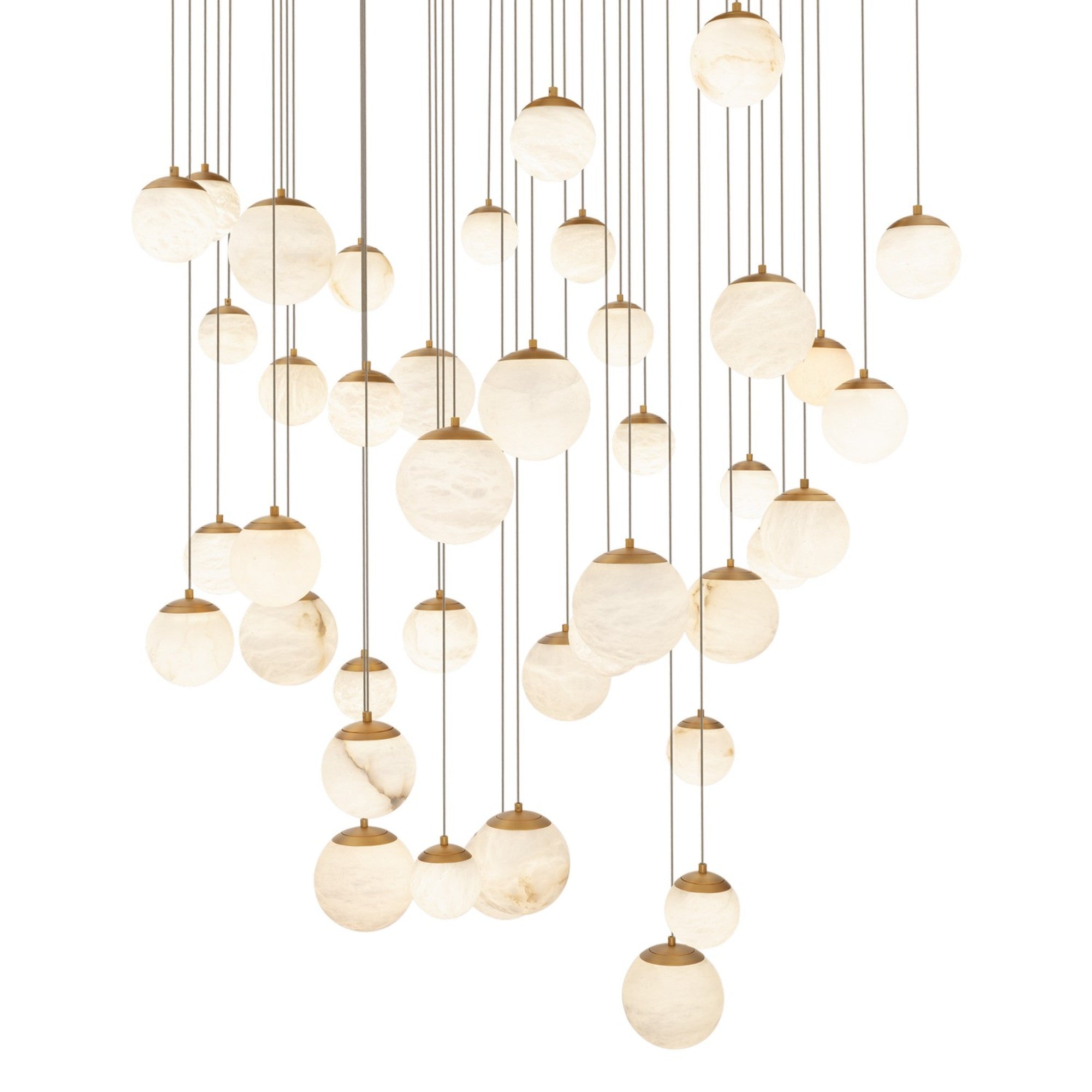 Pisces 36" 41-Light LED Pendant, Aged Brass Finish - Bees Lighting