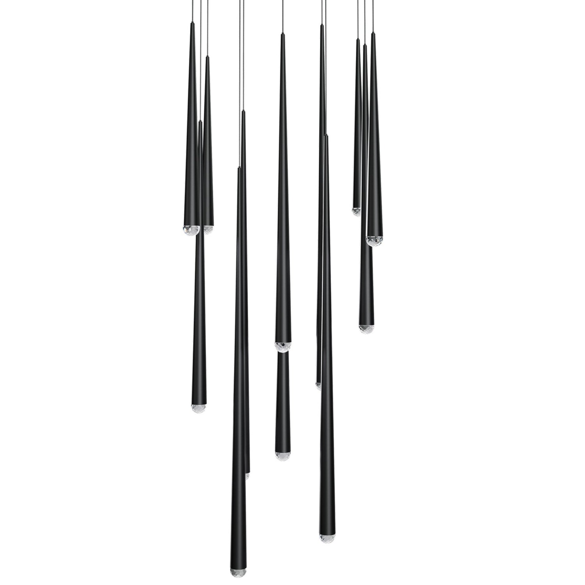 Cascade 20" 13-Light LED Pendant, Black Finish, Crystal Cap - Bees Lighting
