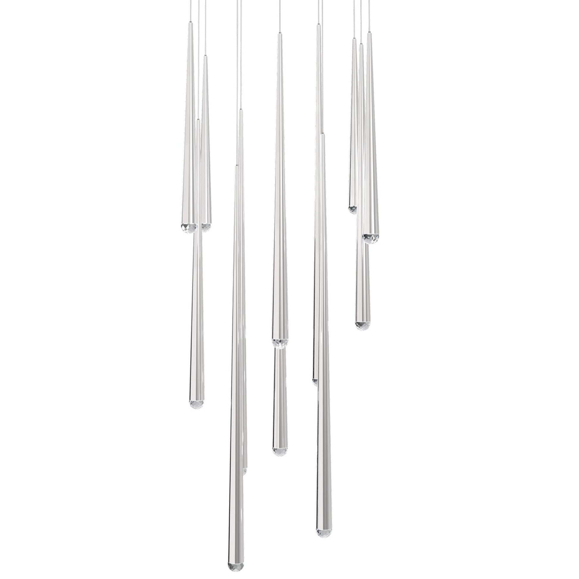 Cascade 20" 13-Light LED Pendant, Polished Nickel Finish, Crystal Cap - Bees Lighting