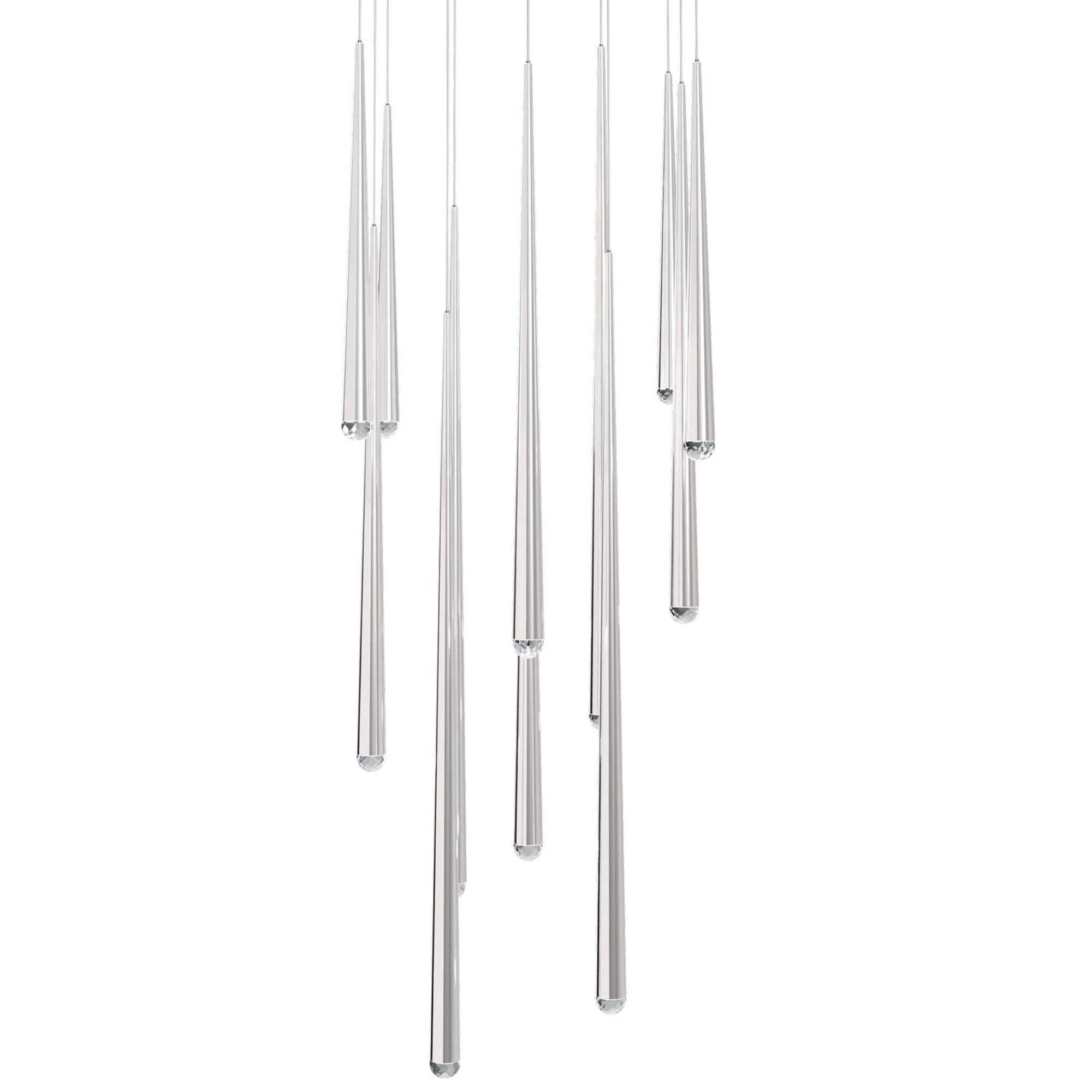 Cascade 20" 13-Light LED Pendant, Polished Nickel Finish, Crystal Cap - Bees Lighting