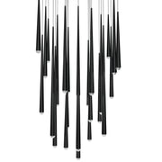 Cascade 28" 25-Light LED Pendant, Black Finish, Crystal Cap - Bees Lighting