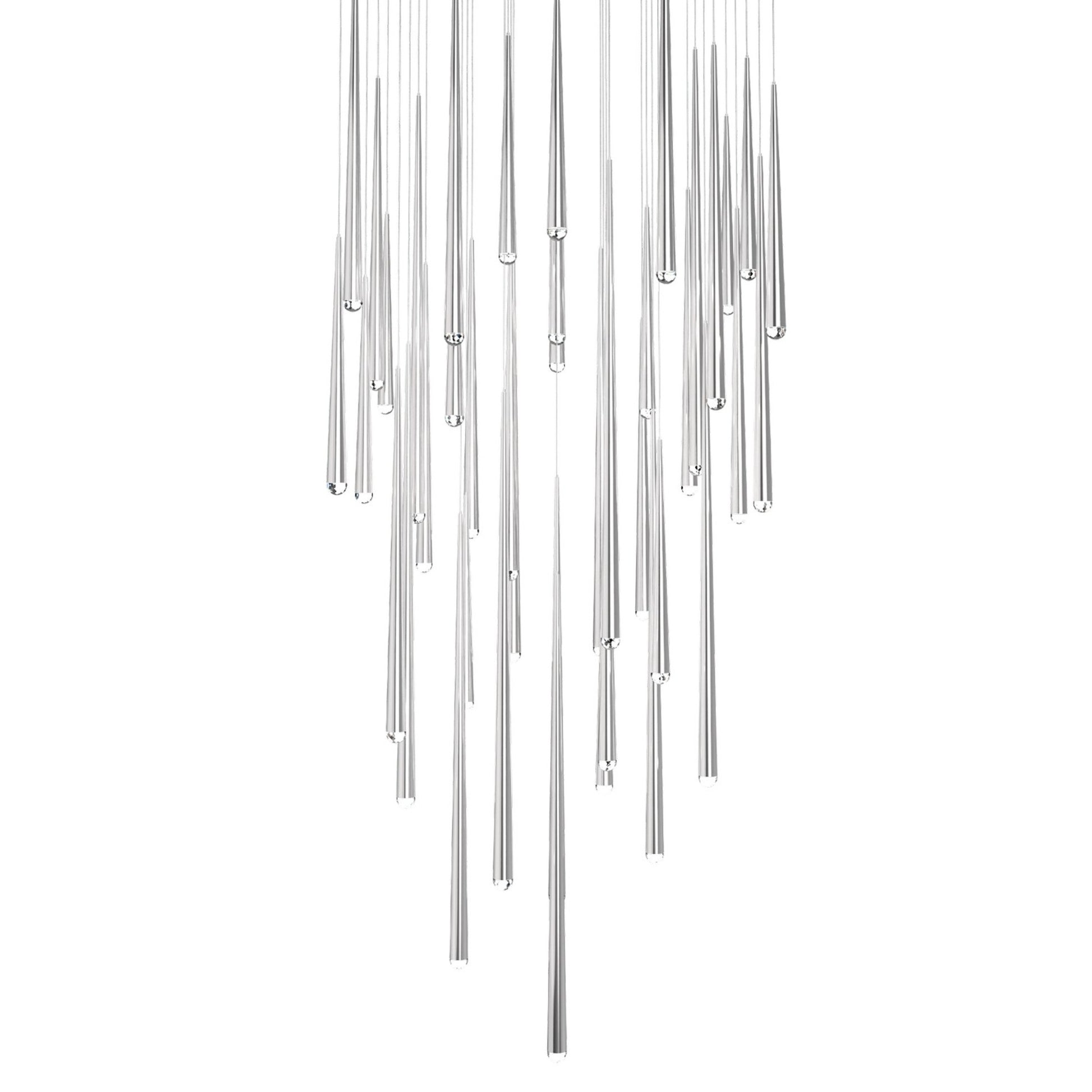 Cascade 36" 41-Light LED Pendant, Polished Nickel Finish, Crystal Cap - Bees Lighting