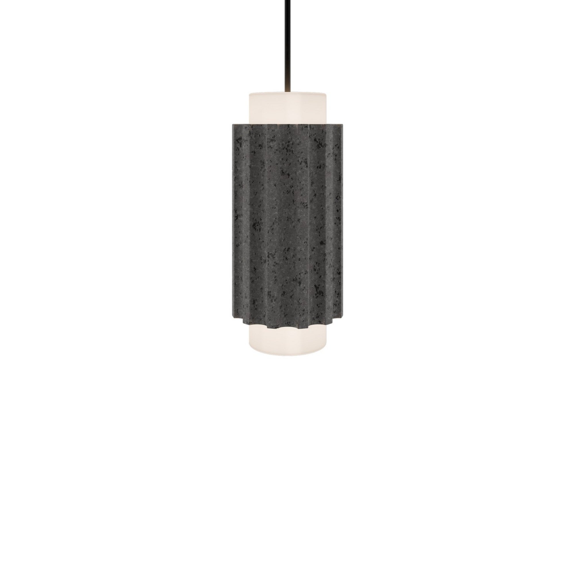Caviar 16" LED Mini Pendant, 3000K, Bassalt Stone/Black Finish - Bees Lighting