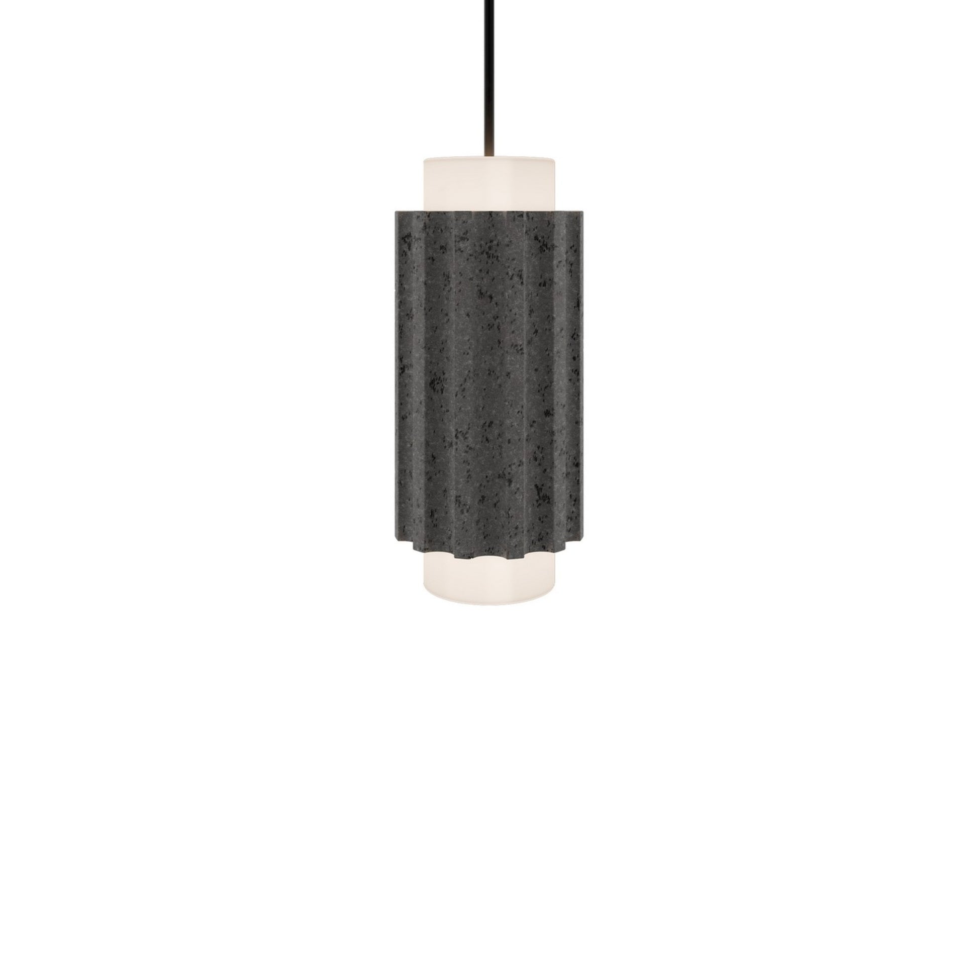 Caviar 16" LED Mini Pendant, 4000K, Bassalt Stone/Black Finish - Bees Lighting