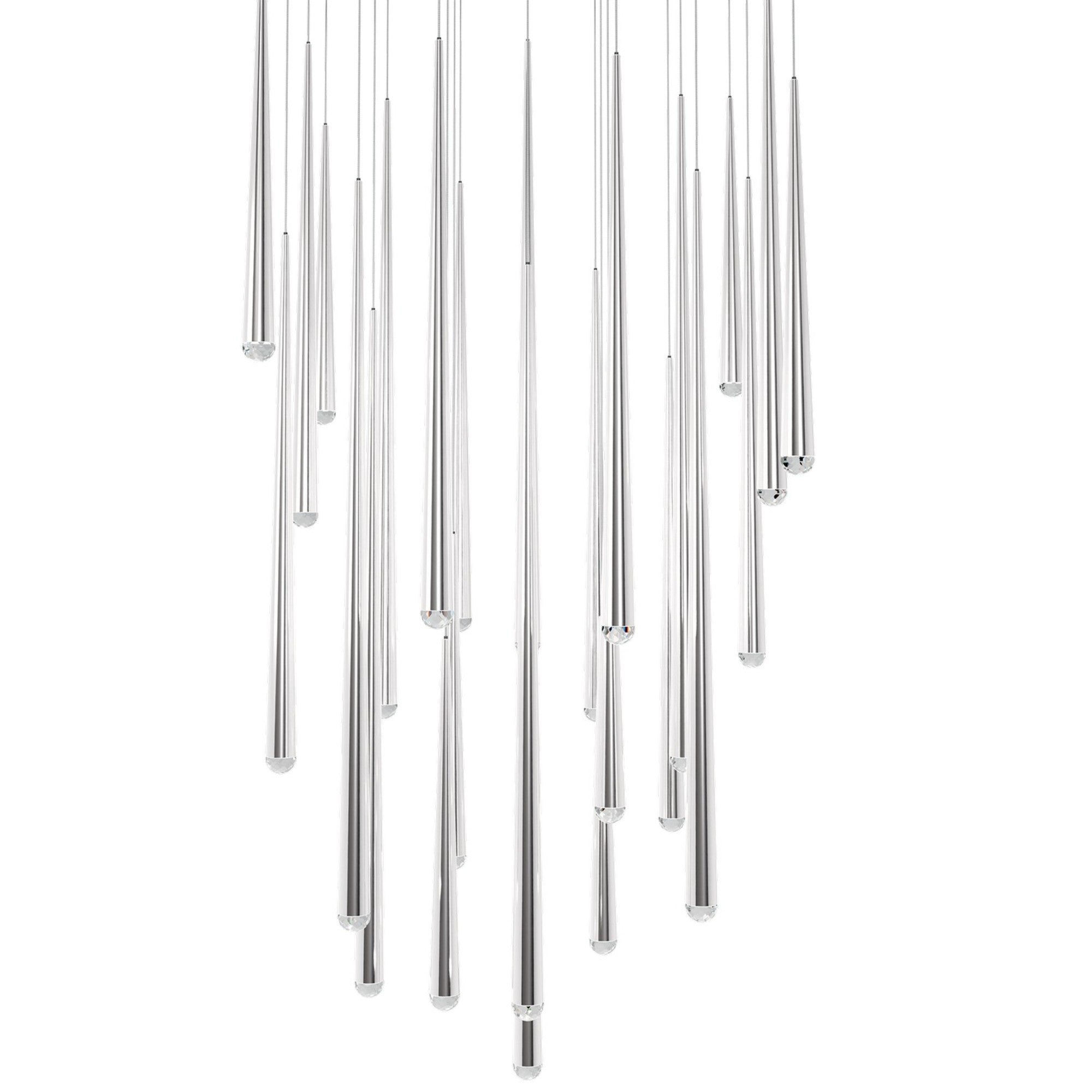 Cascade 28" 25-Light LED Pendant, Polished Nickel Finish, Crystal Cap - Bees Lighting