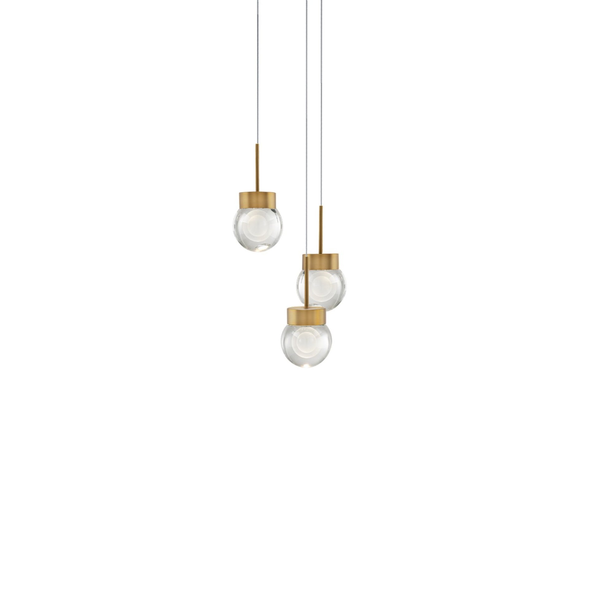 Double Bubble 12" 3-Light LED Pendant, Aged Brass Finish - Bees Lighting