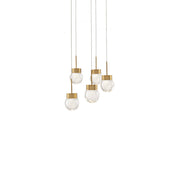 Double Bubble 17" 5-Light LED Pendant, Aged Brass Finish - Bees Lighting