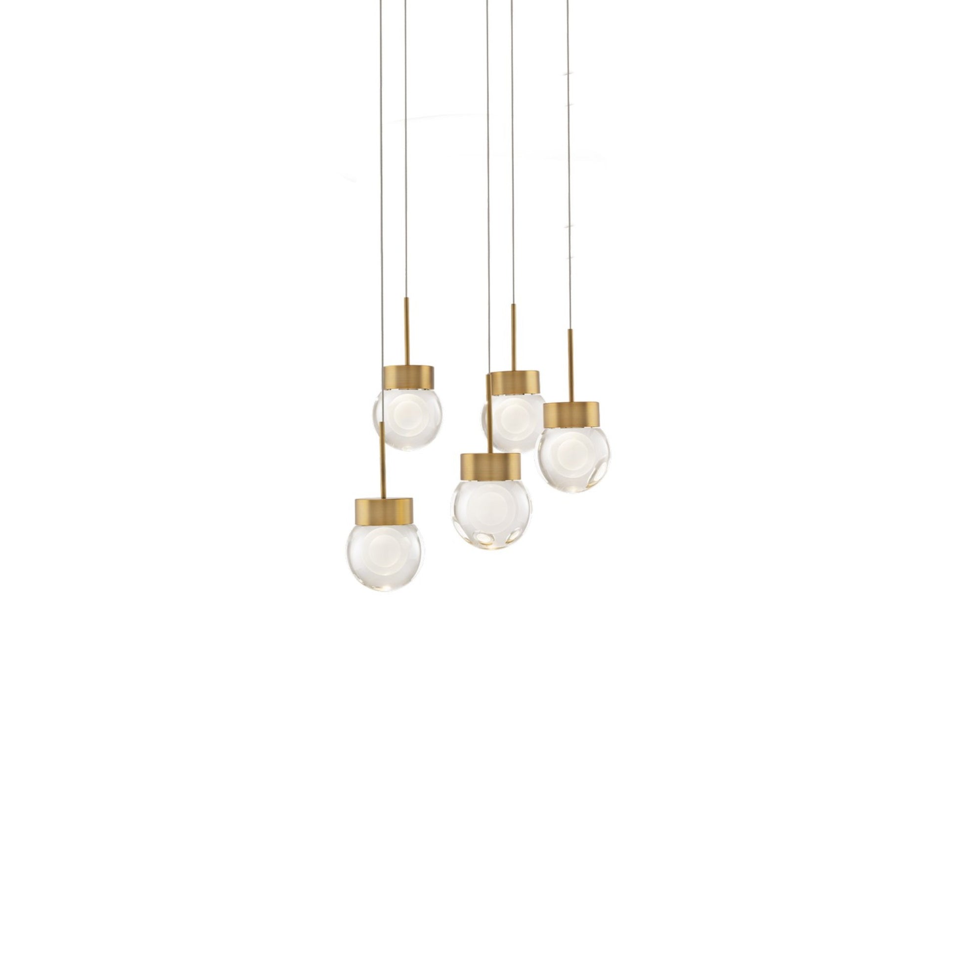 Double Bubble 17" 5-Light LED Pendant, Aged Brass Finish - Bees Lighting