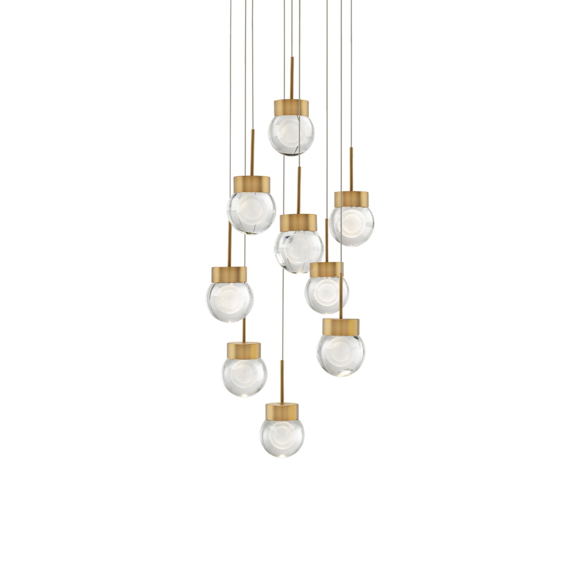 Double Bubble 17" 9-Light LED Pendant, Aged Brass Finish - Bees Lighting