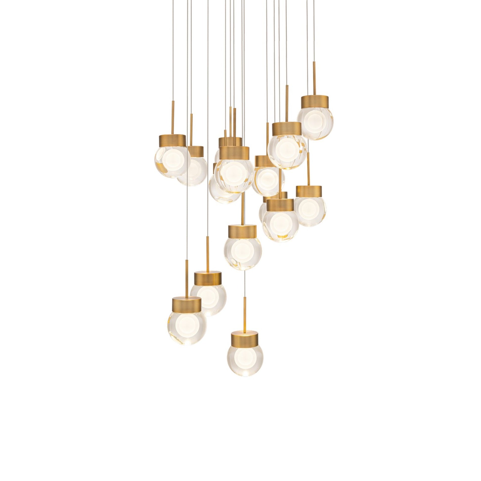Double Bubble 23" 15-Light LED Pendant, Aged Brass Finish - Bees Lighting