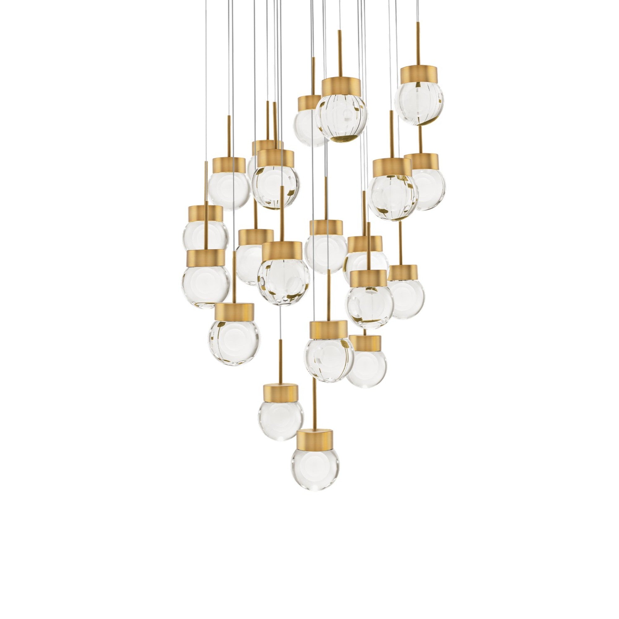 Double Bubble 26" 21-Light LED Pendant, Aged Brass Finish - Bees Lighting