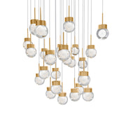 Double Bubble 28" 25-Light LED Pendant, Aged Brass Finish - Bees Lighting