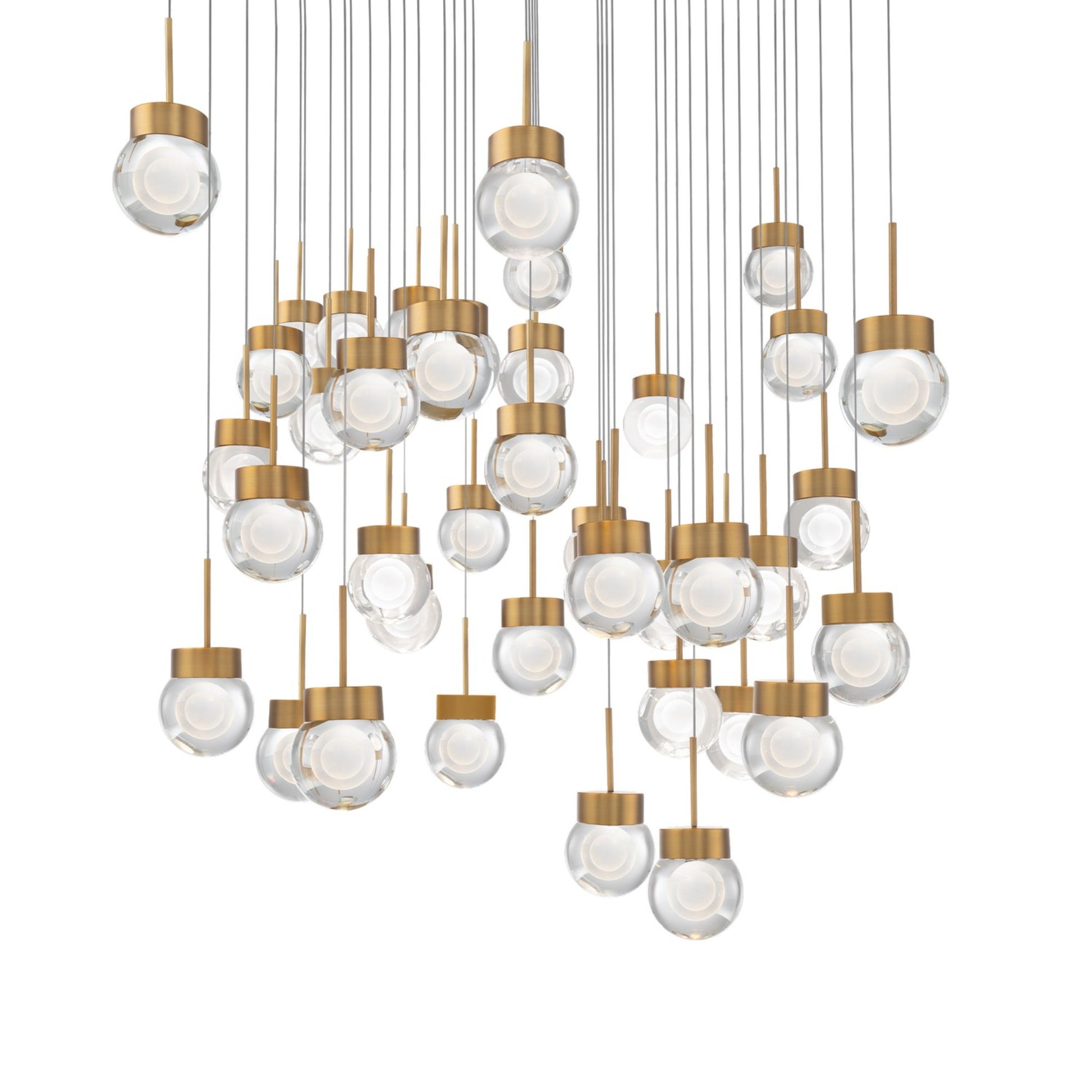 Double Bubble 36" 41-Light LED Pendant, Aged Brass Finish - Bees Lighting