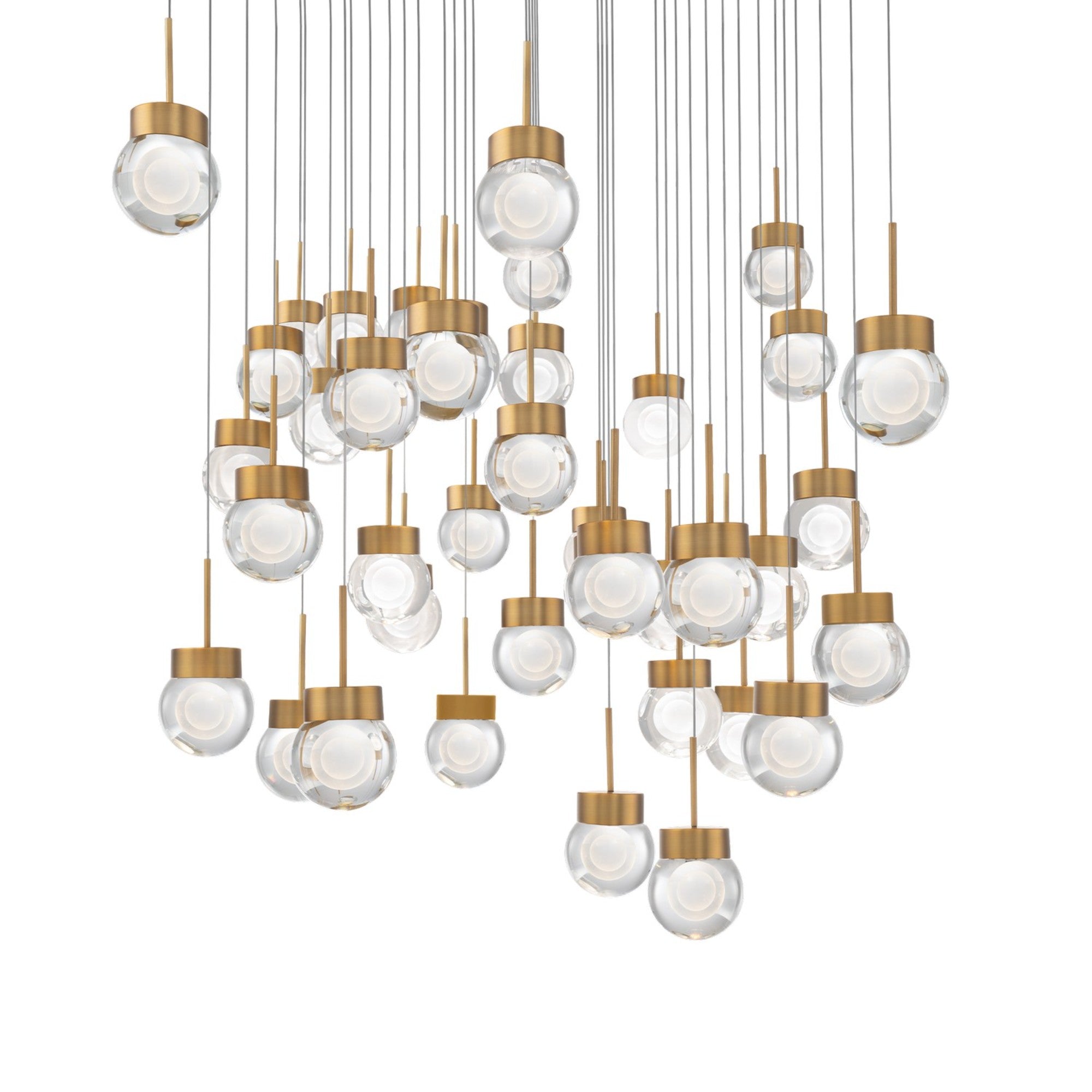Double Bubble 36" 41-Light LED Pendant, Aged Brass Finish - Bees Lighting