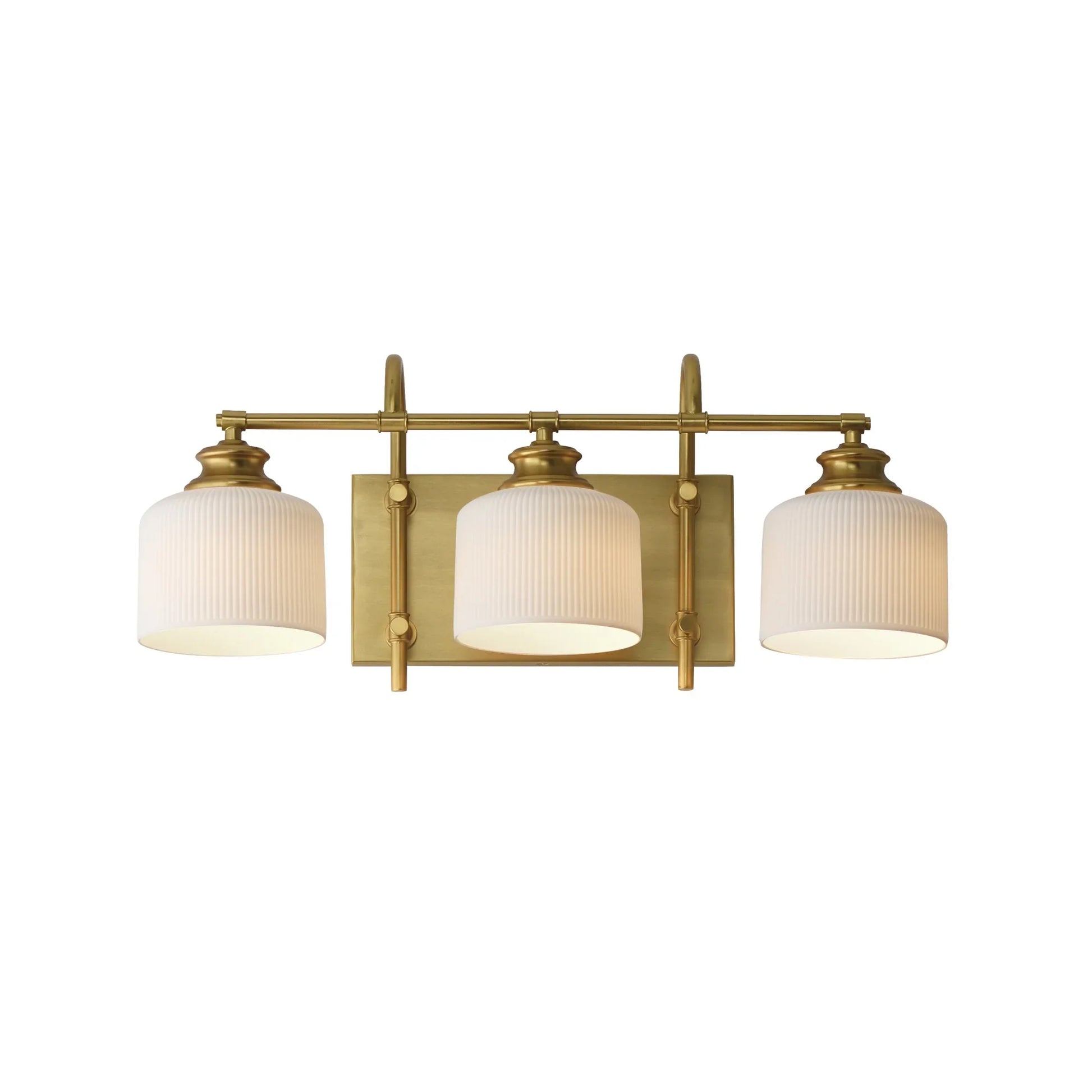 Bisque 24" 3-Light Bath Vanity, Natural Aged Brass Finish - Bees Lighting