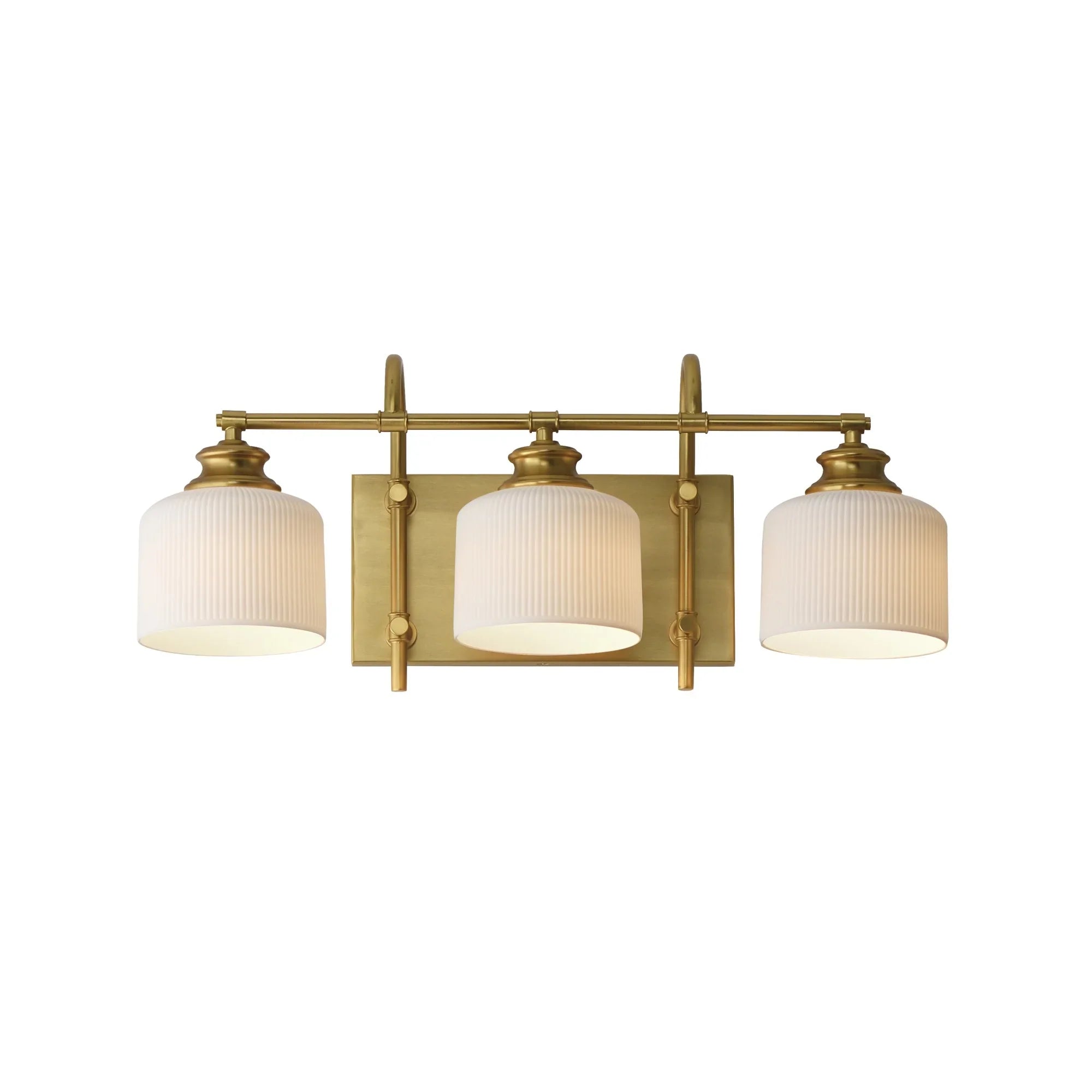 Bisque 24" 3-Light Bath Vanity, Natural Aged Brass Finish - Bees Lighting