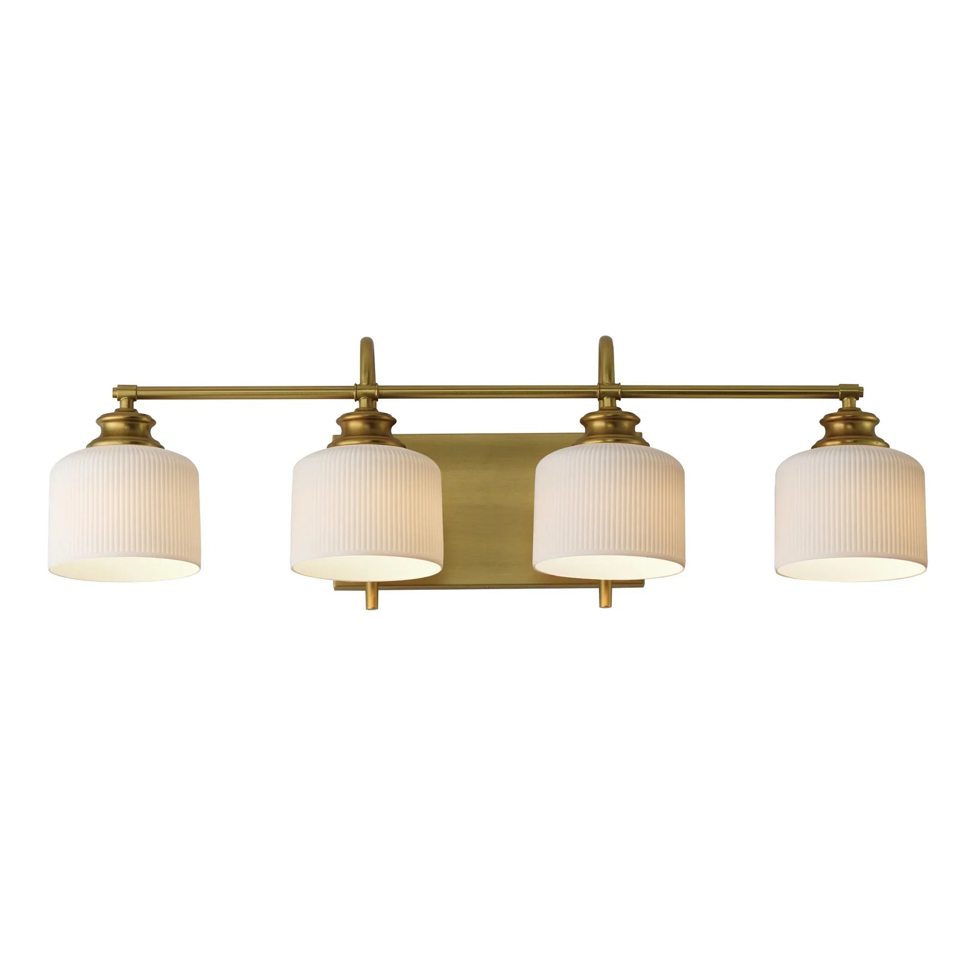 Bisque 32" 4-Light Bath Vanity, Natural Aged Brass Finish - Bees Lighting