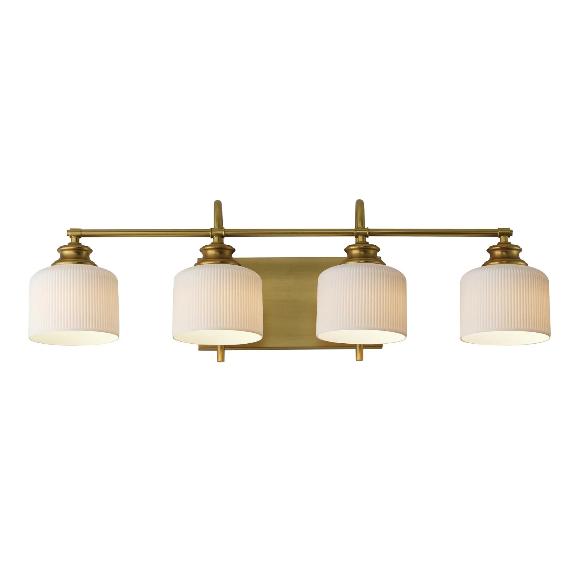 Bisque 32" 4-Light Bath Vanity, Natural Aged Brass Finish - Bees Lighting