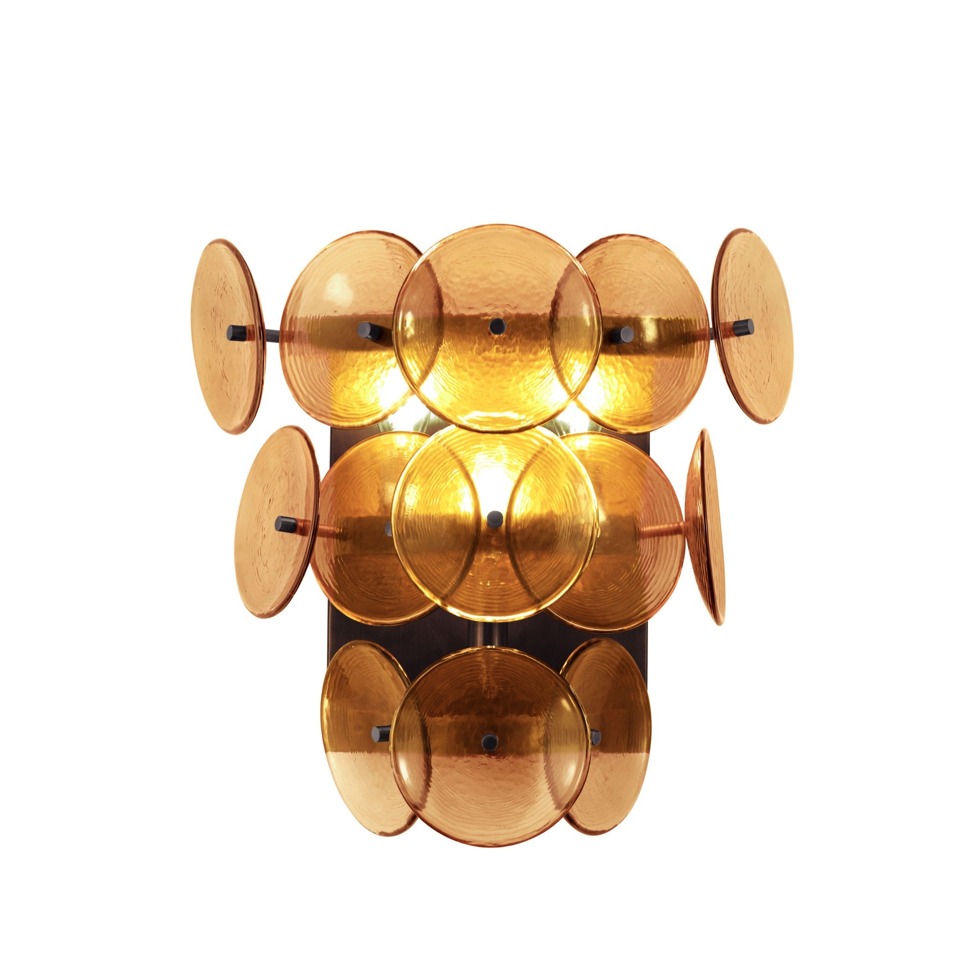 Loren 15" 3-Light Wall Sconce, Gunmetal Finish, Amber Glass - Bees Lighting
