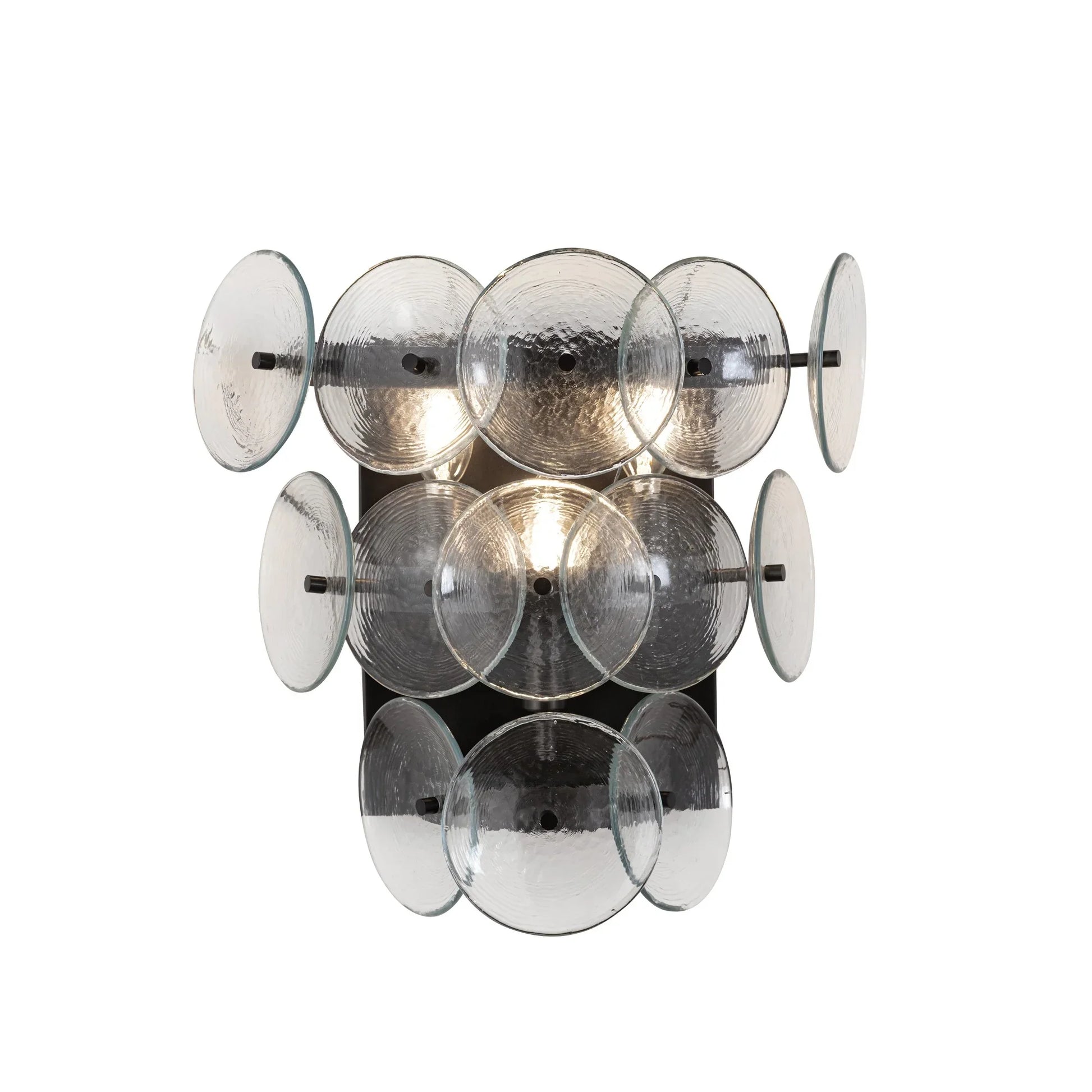 Loren 15" 3-Light Wall Sconce, Gunmetal Finish, Textured Glass - Bees Lighting