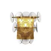 Loren 15" 3-Light Wall Sconce, Weathered Brass Finish, Textured Glass - Bees Lighting