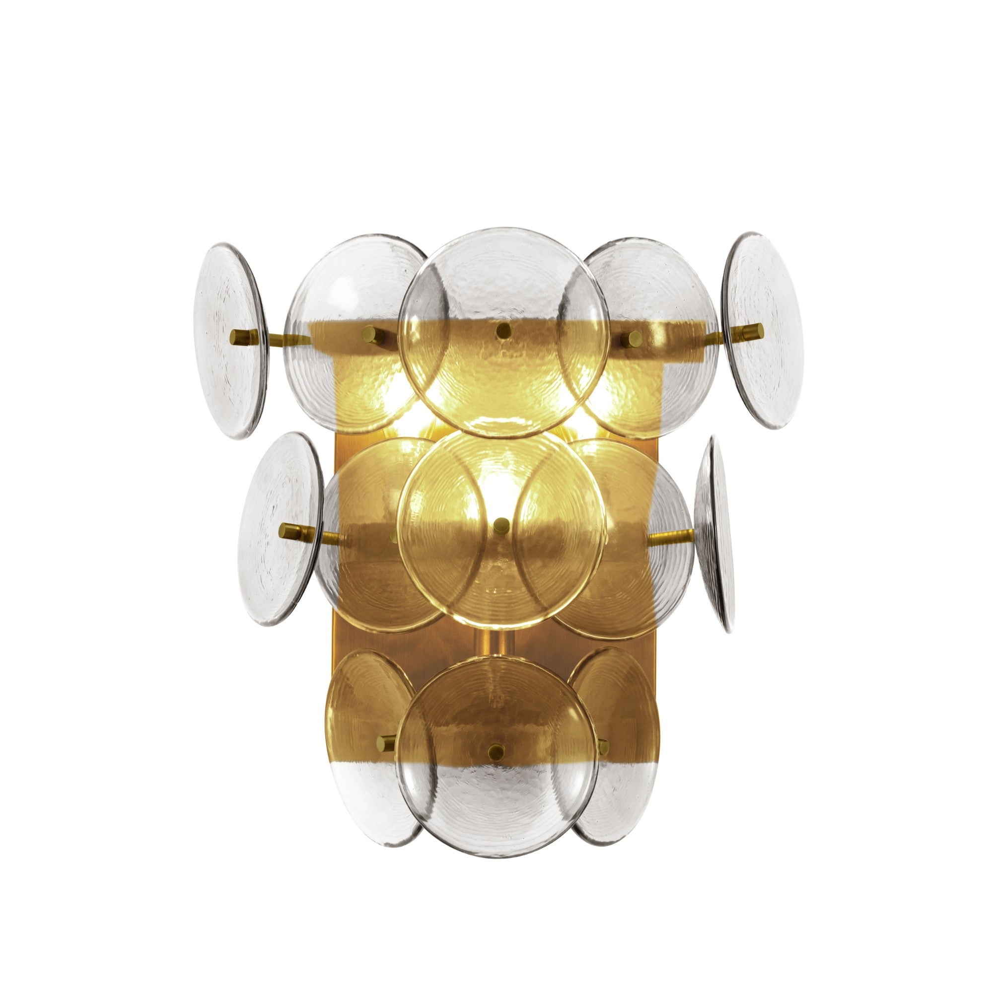 Loren 15" 3-Light Wall Sconce, Weathered Brass Finish, Textured Glass - Bees Lighting