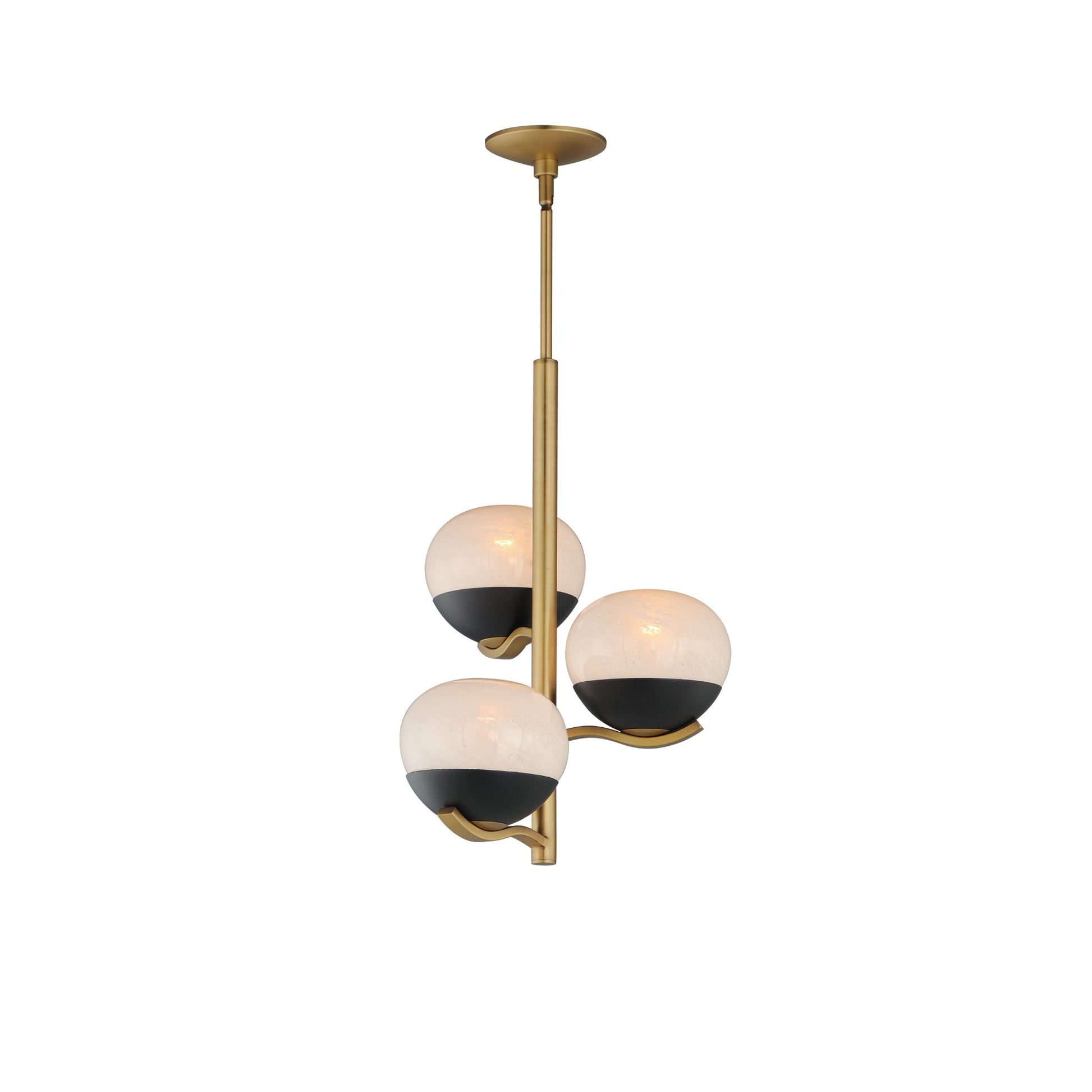 Lucerne 20" 3-Light Chandelier, Black & Natural Aged Brass Finish - Bees Lighting